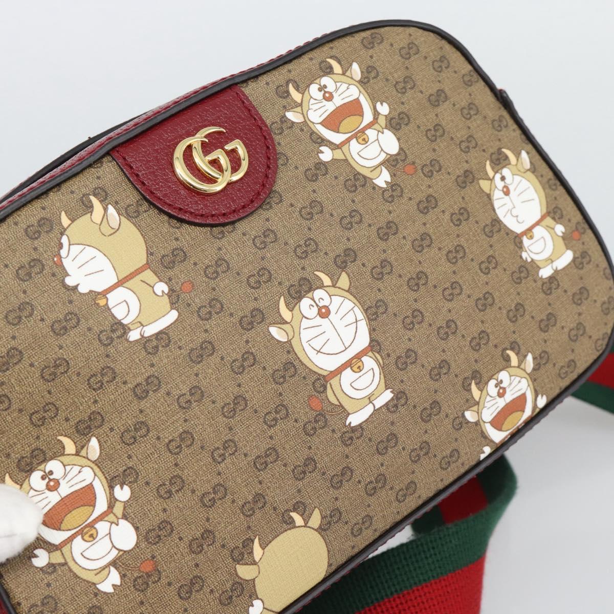 GUCCI Micro GG Supreme Doraemon Collaboration Bag PVC Beige 574886 Auth 193906SAM