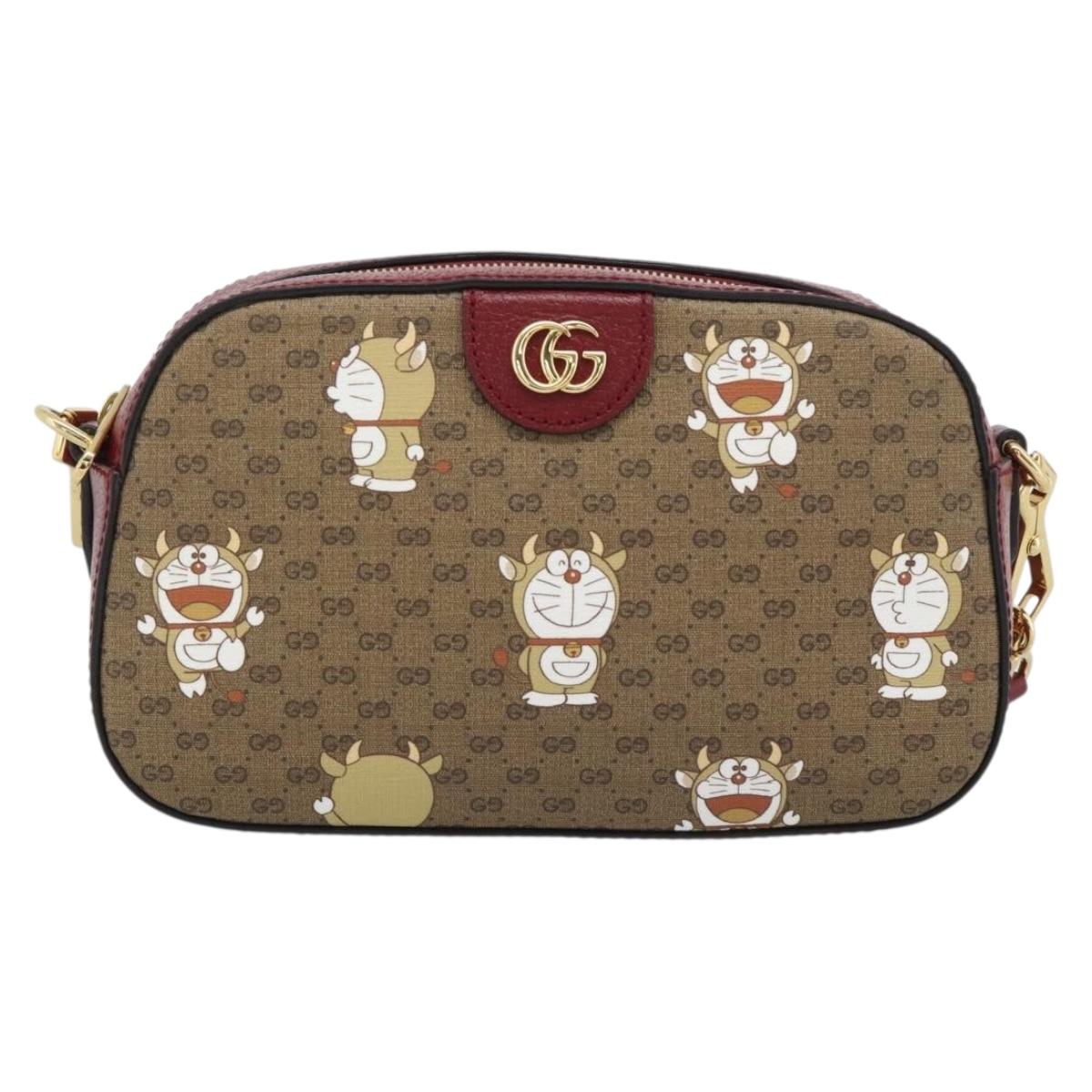 GUCCI Micro GG Supreme Doraemon Collaboration Bag PVC Beige 574886 Auth 193906SAM