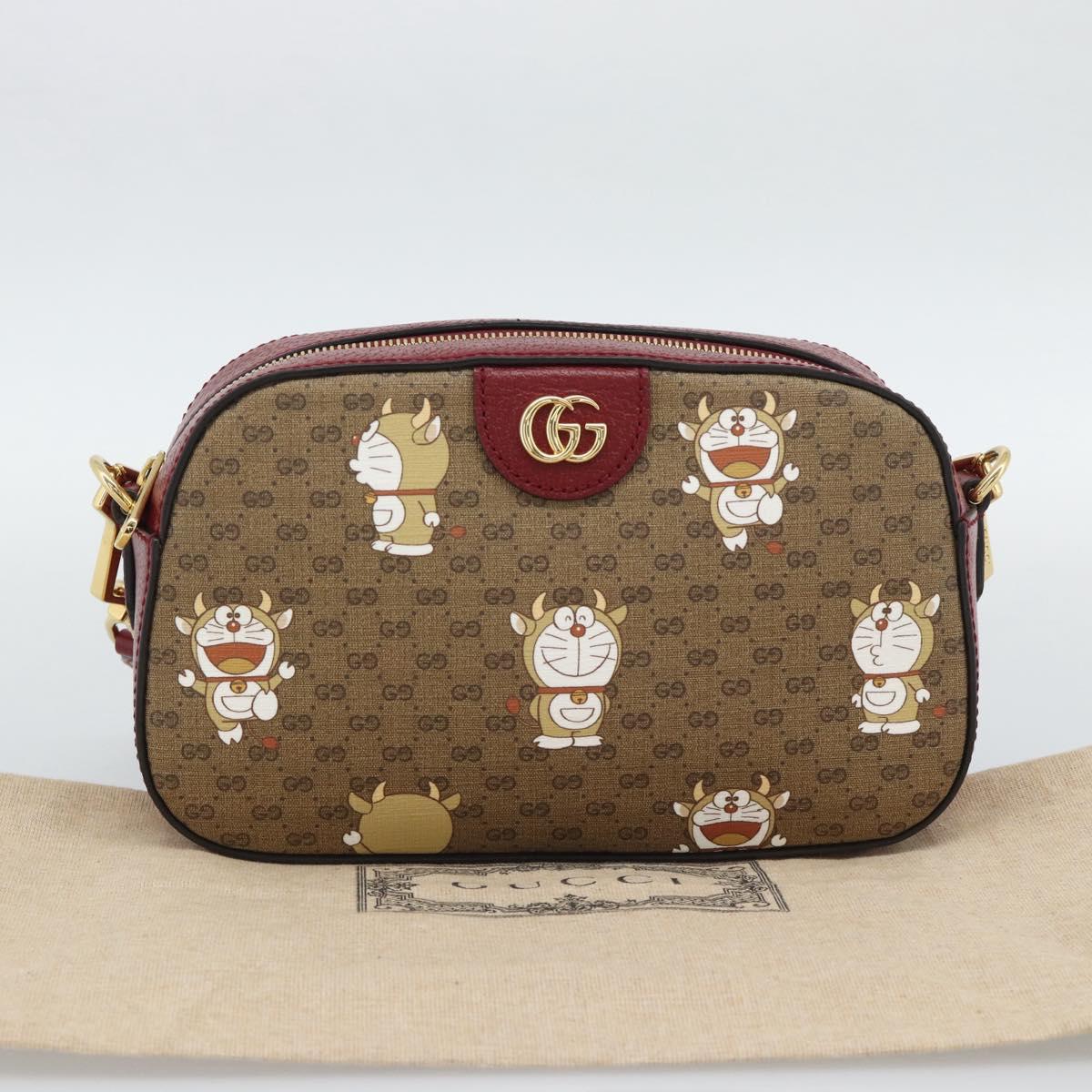 GUCCI Micro GG Supreme Doraemon Collaboration Bag PVC Beige 574886 Auth 193906SAM