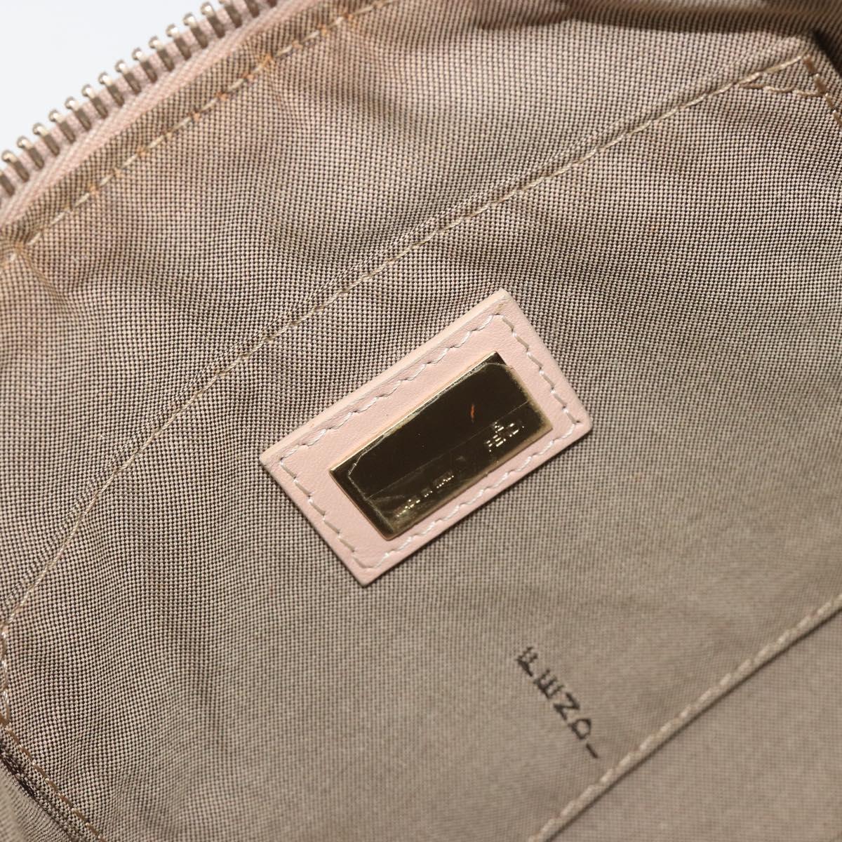 FENDI Zucchino Canvas Shoulder Bag Beige Gold Auth 193907A