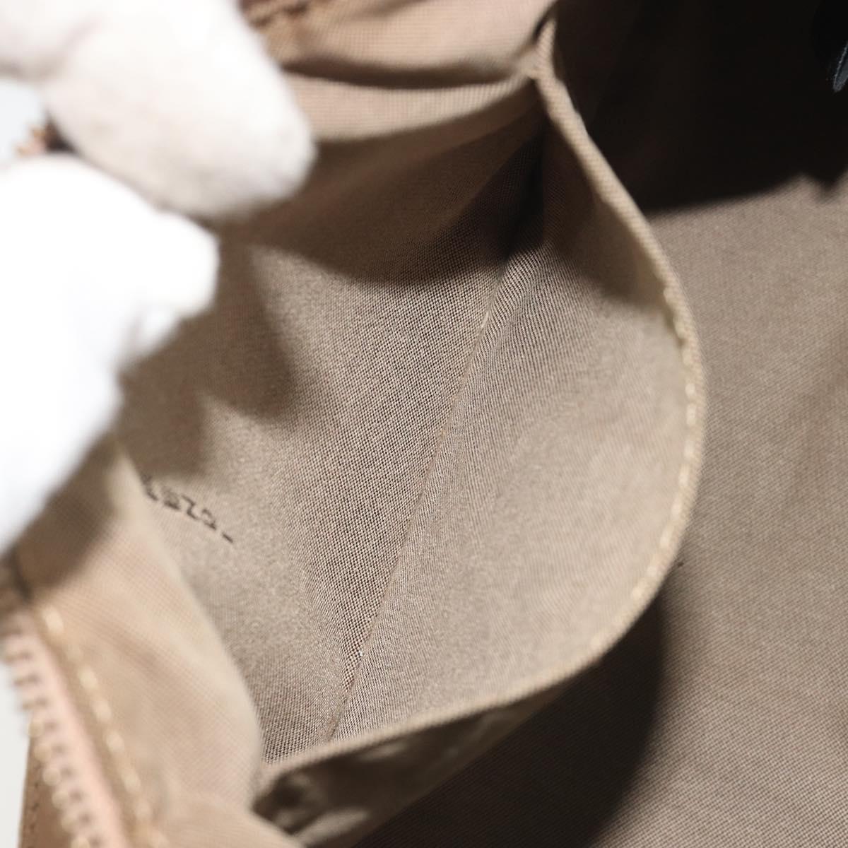 FENDI Zucchino Canvas Shoulder Bag Beige Gold Auth 193907A