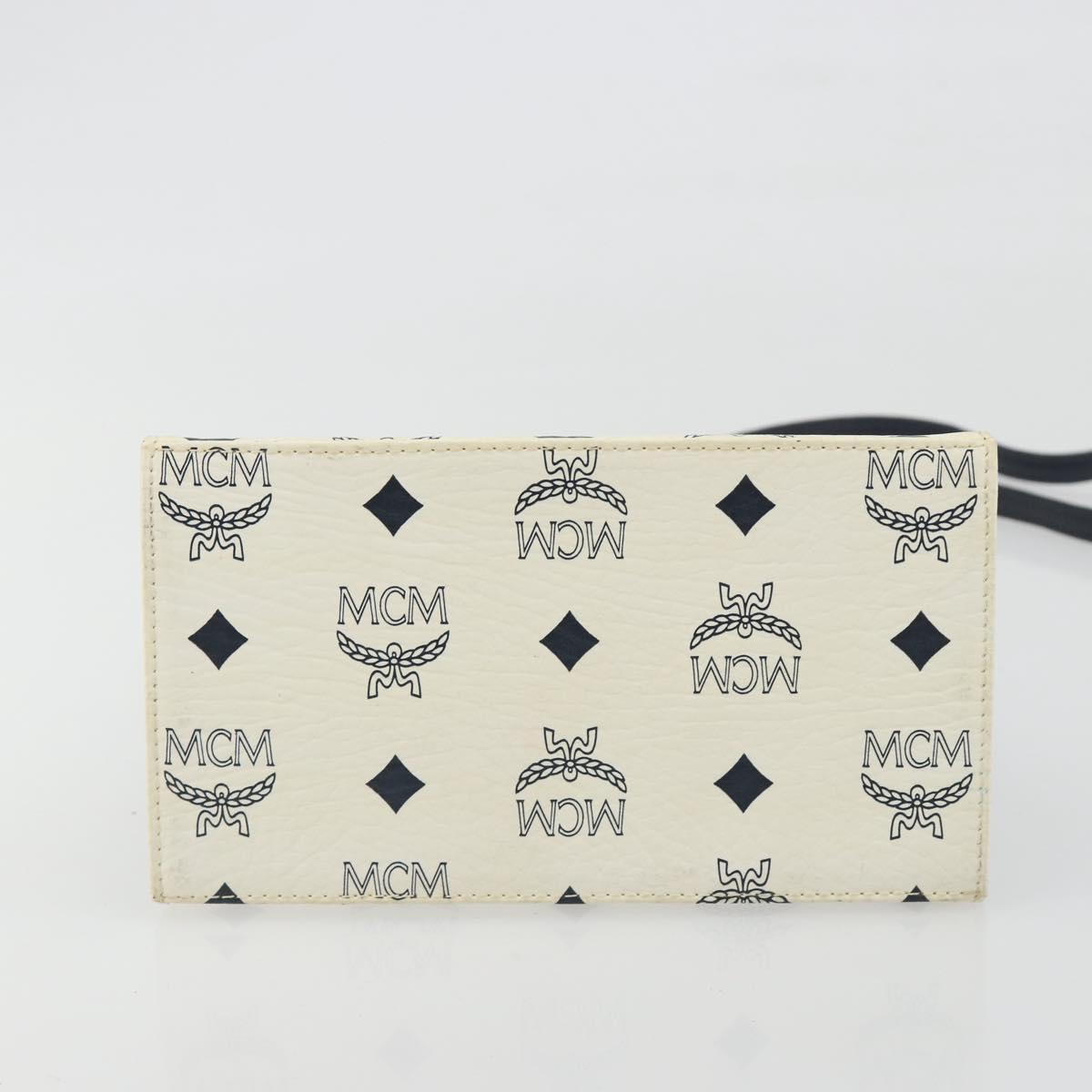 MCM Vicetos Logogram Hand Bag PVC Leather 2way White Gold Auth 193908