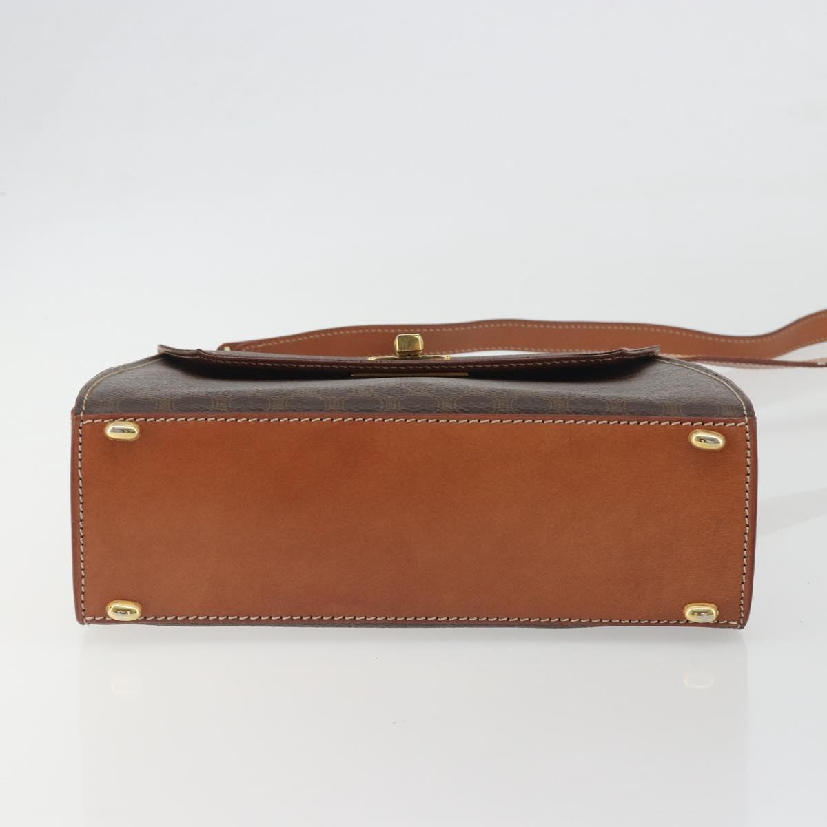 CELINE Macadam Canvas Hand Bag PVC Leather 2way Brown Gold Auth 193909A