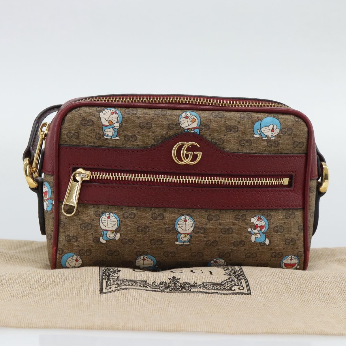 GUCCI Micro GG Supreme Doraemon Collaboration PVC Beige Gold 647784 Auth 193911M