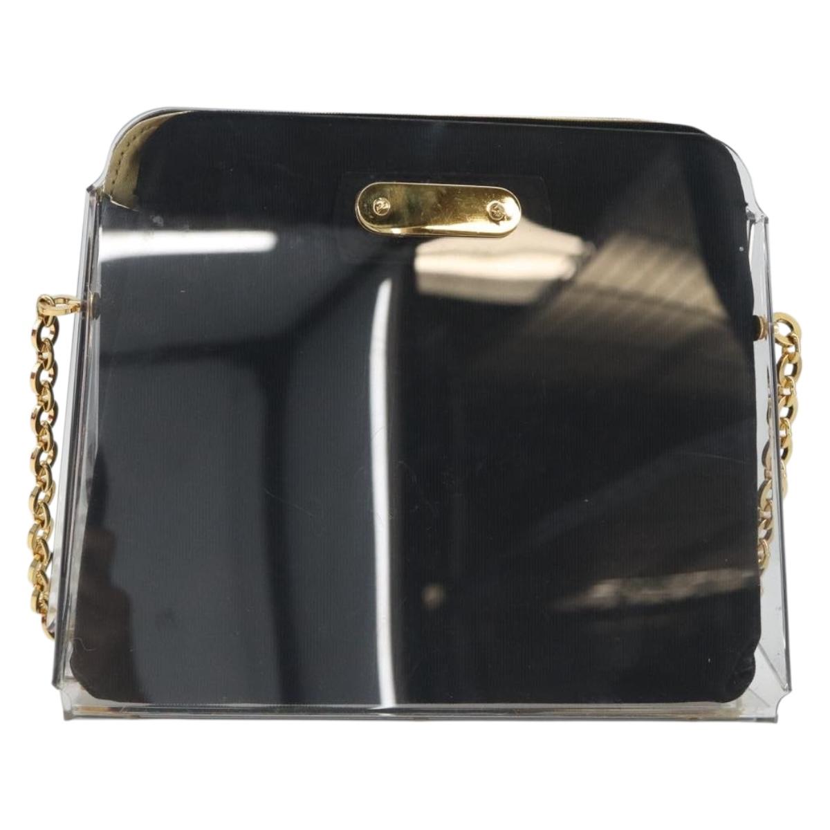 Salvatore Ferragamo Gancini Chain Shoulder Bag plastic Clear Gold Auth 193918A
