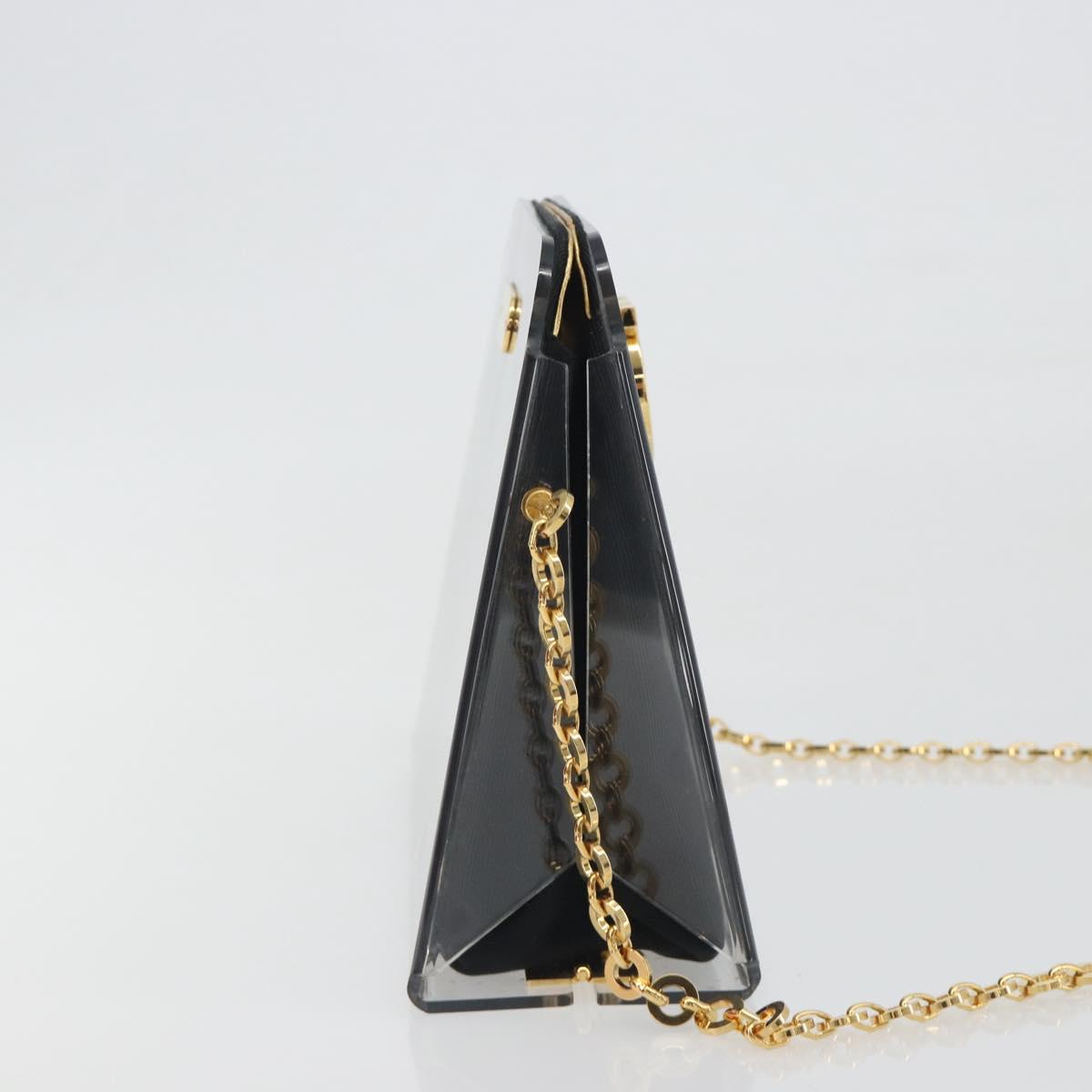 Salvatore Ferragamo Gancini Chain Shoulder Bag plastic Clear Gold Auth 193918A