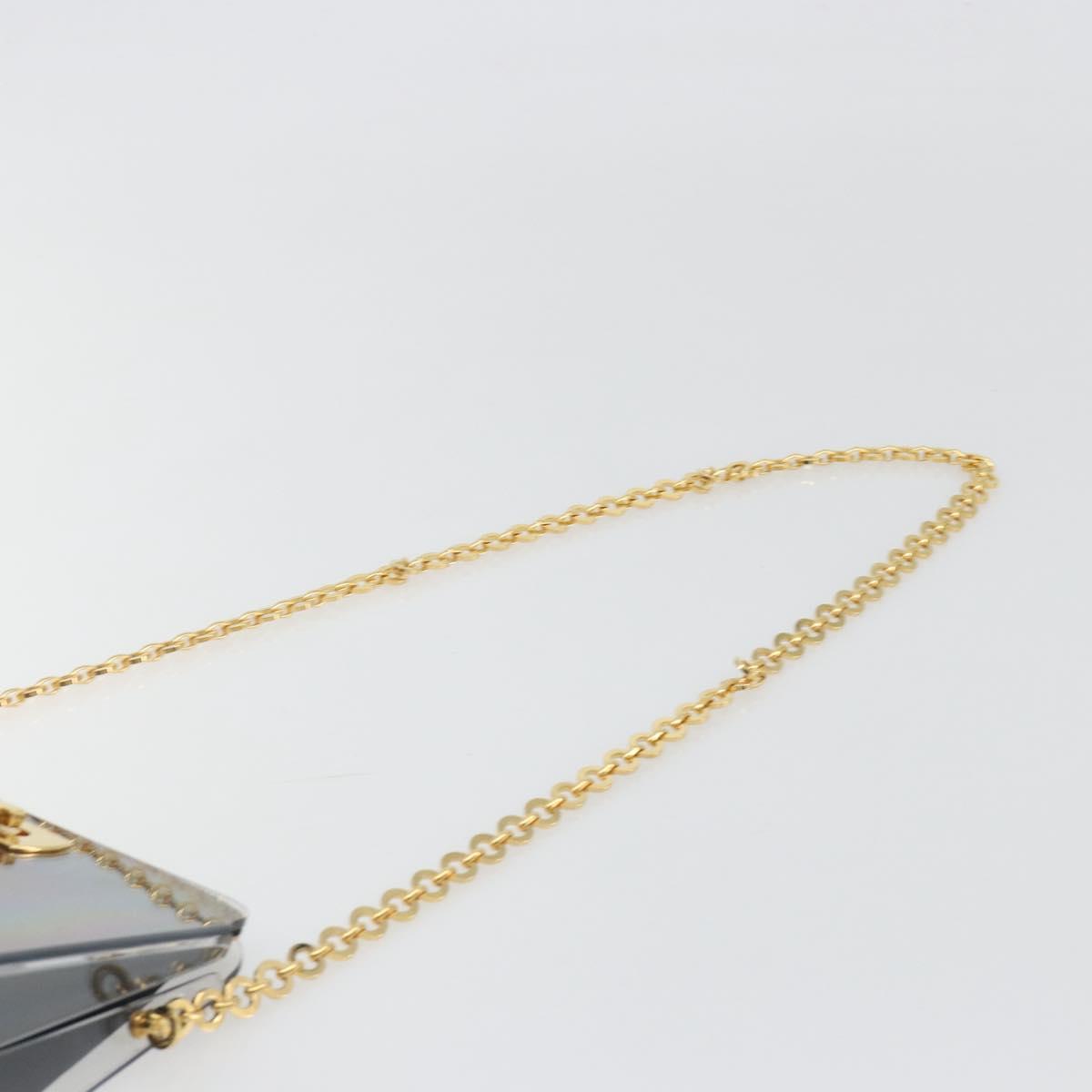 Salvatore Ferragamo Gancini Chain Shoulder Bag plastic Clear Gold Auth 193918A