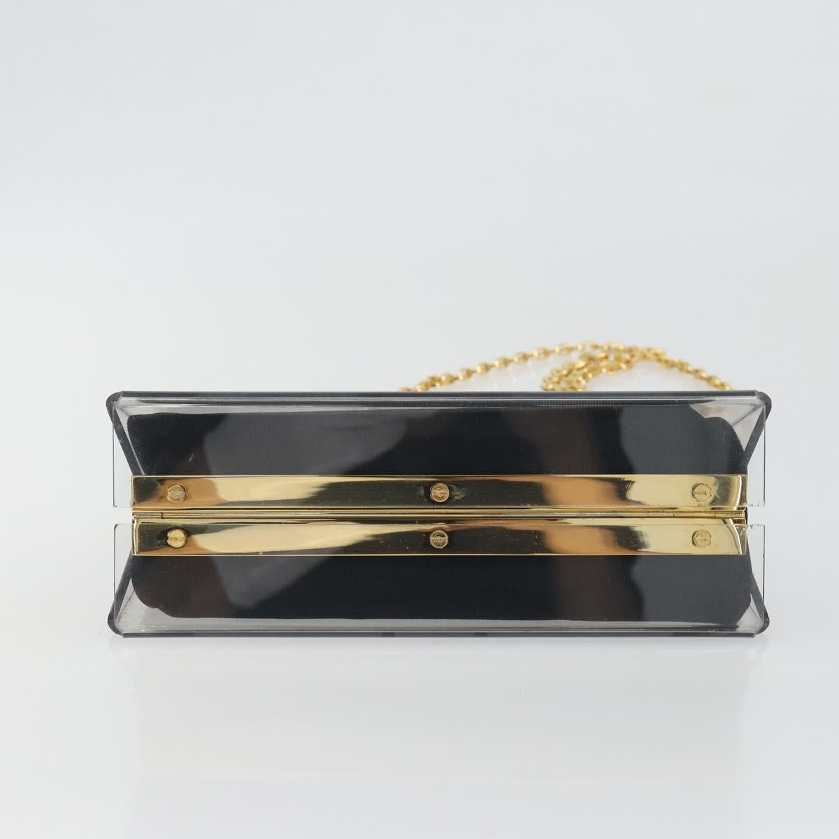 Salvatore Ferragamo Gancini Chain Shoulder Bag plastic Clear Gold Auth 193918A