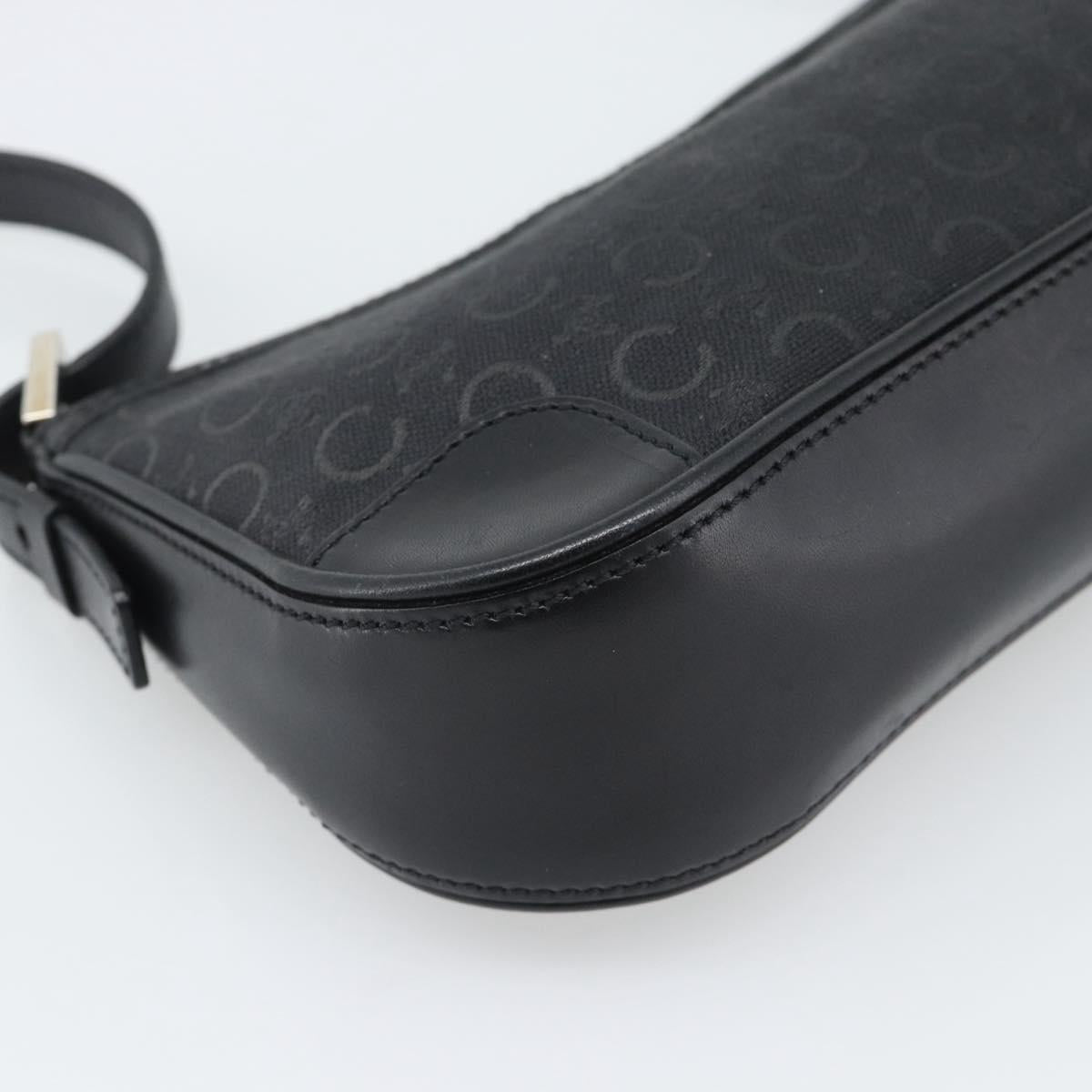 CELINE C Macadam Canvas Shoulder Bag Black Silver Auth 193919A