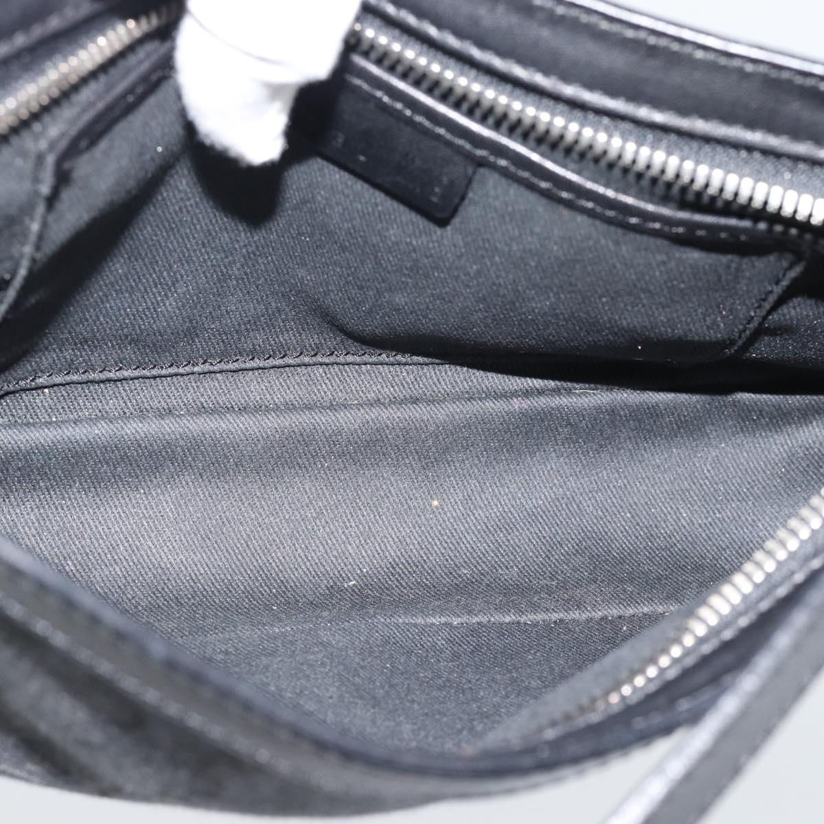 CELINE C Macadam Canvas Shoulder Bag Black Silver Auth 193919A