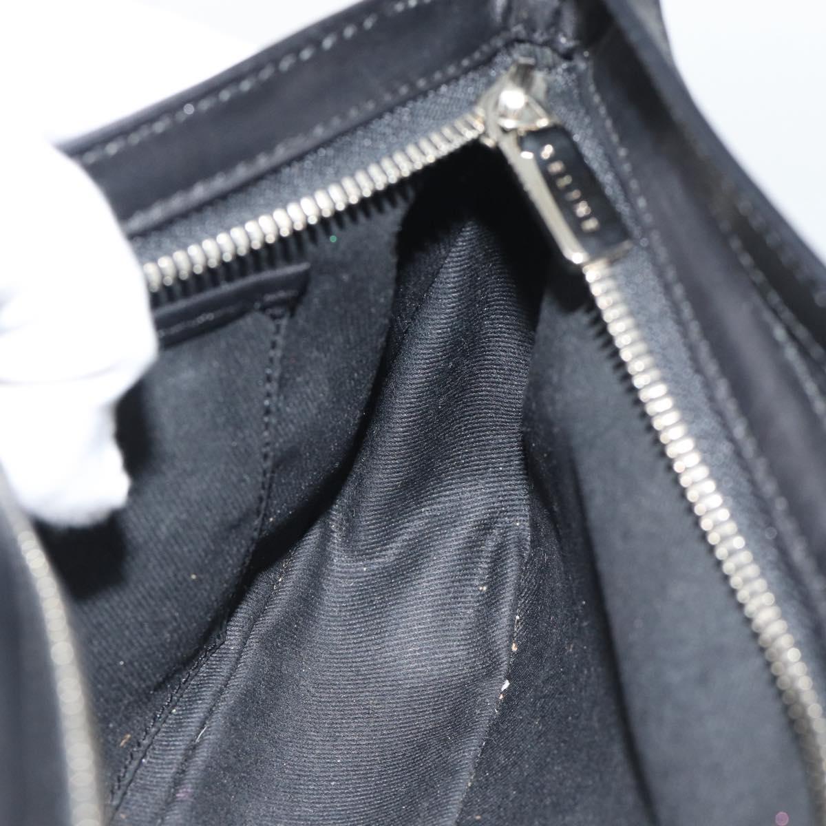 CELINE C Macadam Canvas Shoulder Bag Black Silver Auth 193919A