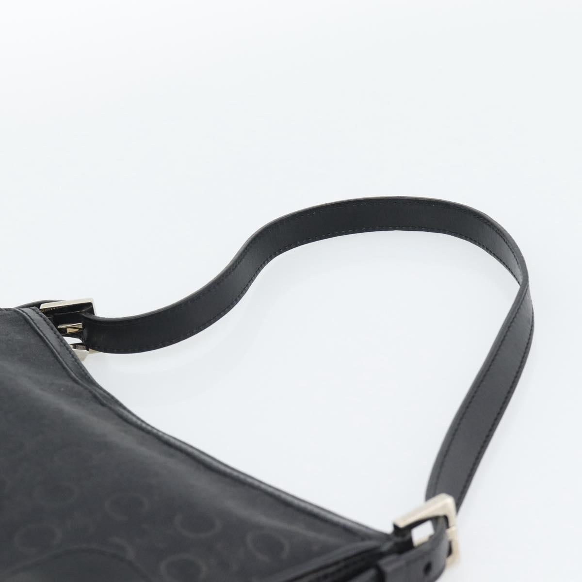 CELINE C Macadam Canvas Shoulder Bag Black Silver Auth 193919A