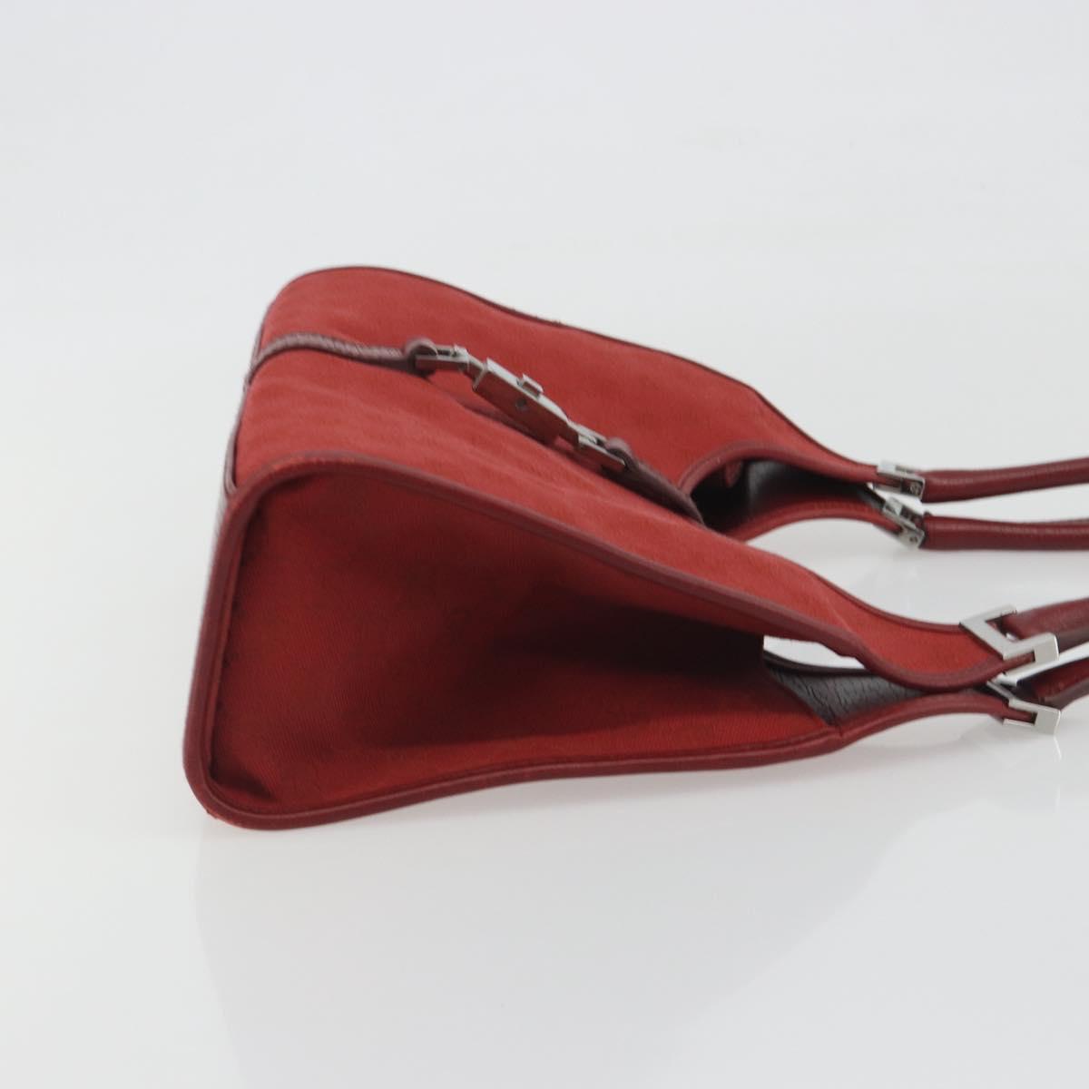 GUCCI GG Canvas Jackie Hand Bag Red Silver 01719 Auth 193924A