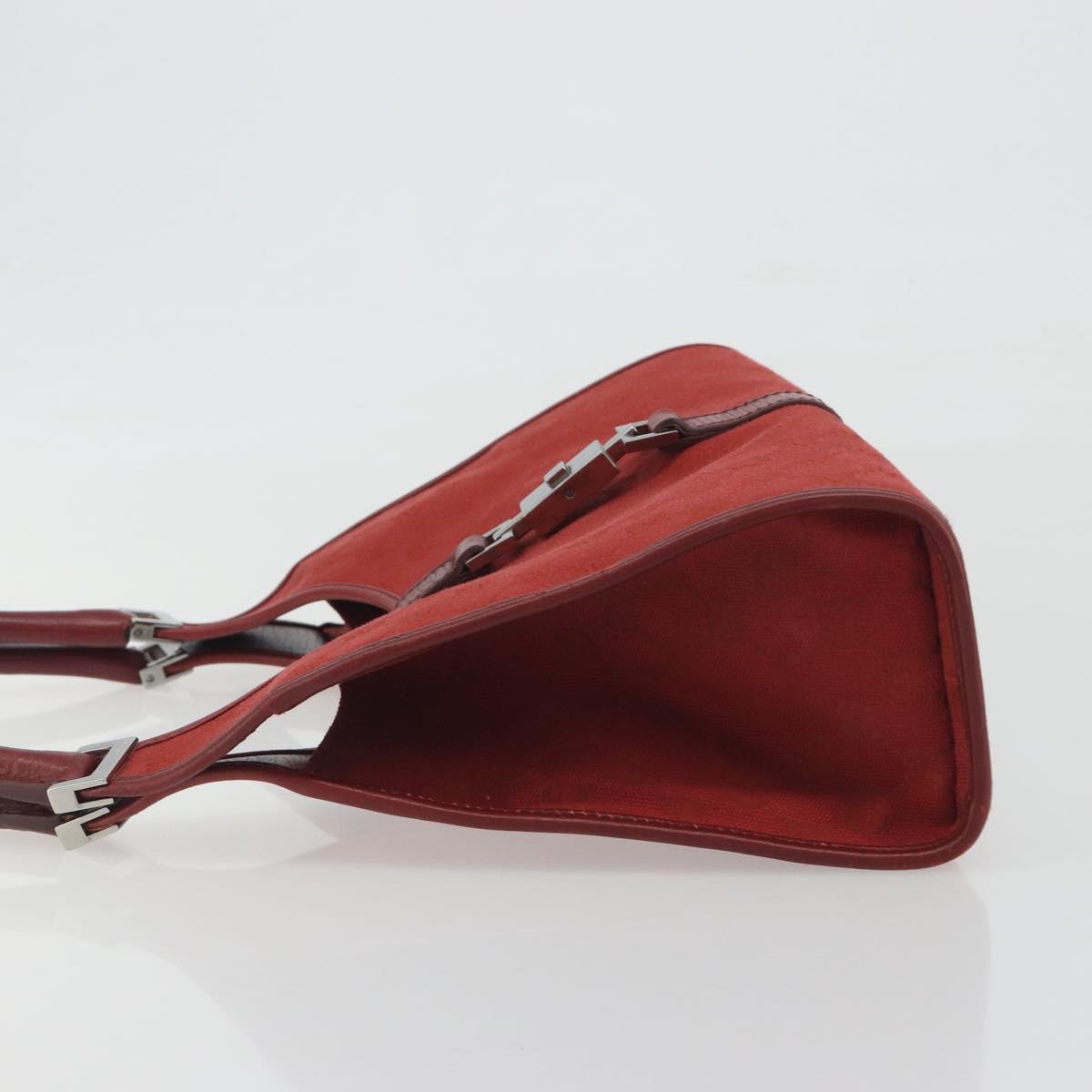 GUCCI GG Canvas Jackie Hand Bag Red Silver 01719 Auth 193924A