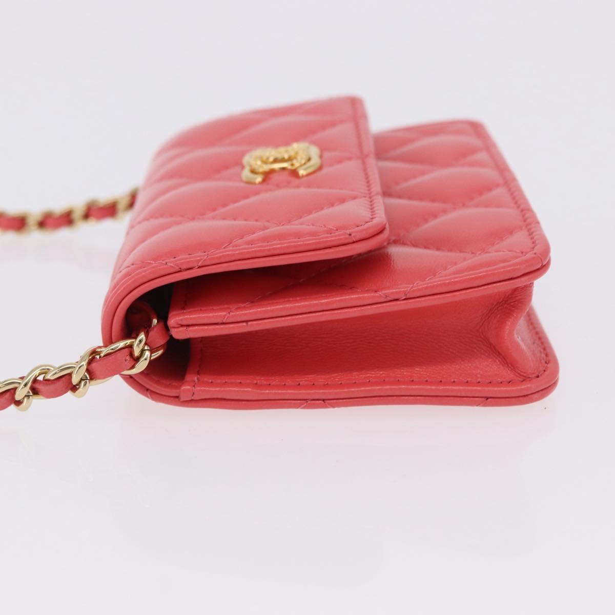 CHANEL Mini Matelasse 12 Chain Shoulder Bag Leather Pink Gold CC Auth 193927M