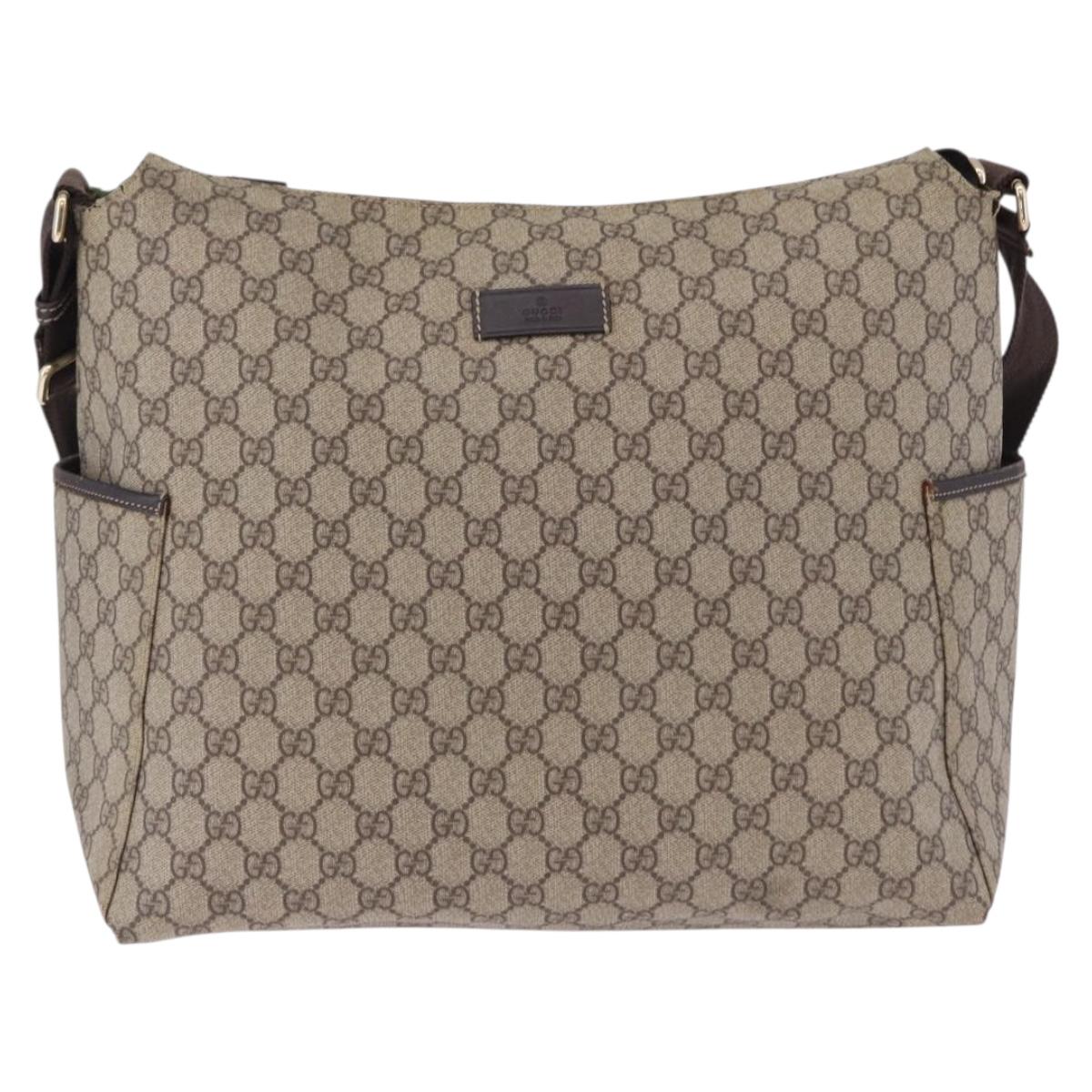GUCCI GG Supreme Shoulder Bag PVC Beige Gold 201767 Auth 193950
