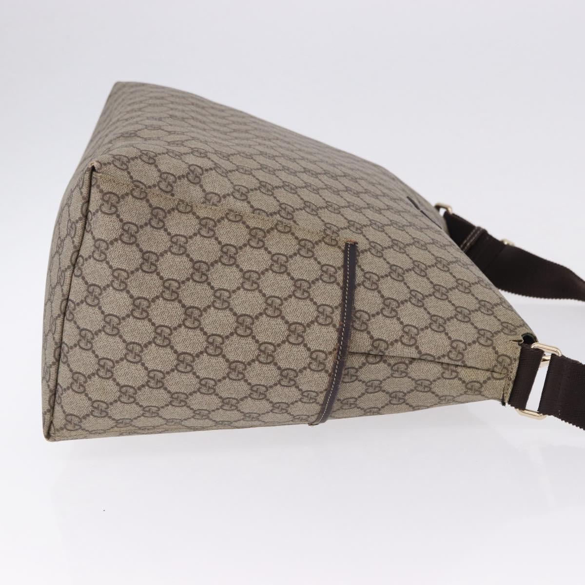 GUCCI GG Supreme Shoulder Bag PVC Beige Gold 201767 Auth 193950
