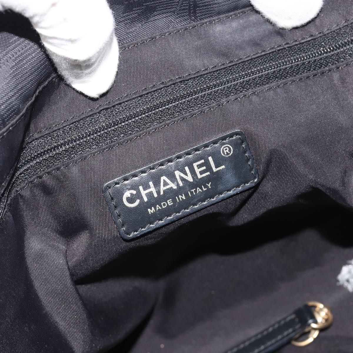 CHANEL New Travel Line Tote Bag Canvas Black Gold CC Auth 193956