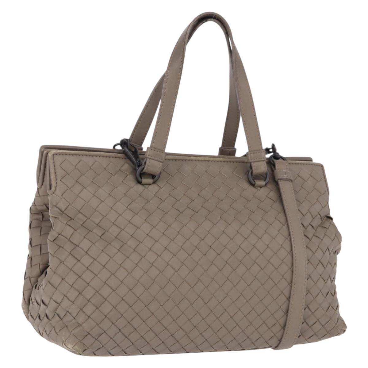 BOTTEGA VENETA INTRECCIATO Hand Bag Leather 2way Gray Auth 193957
