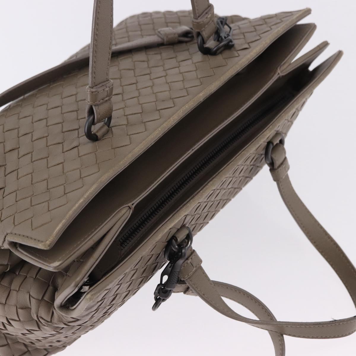 BOTTEGA VENETA INTRECCIATO Hand Bag Leather 2way Gray Auth 193957