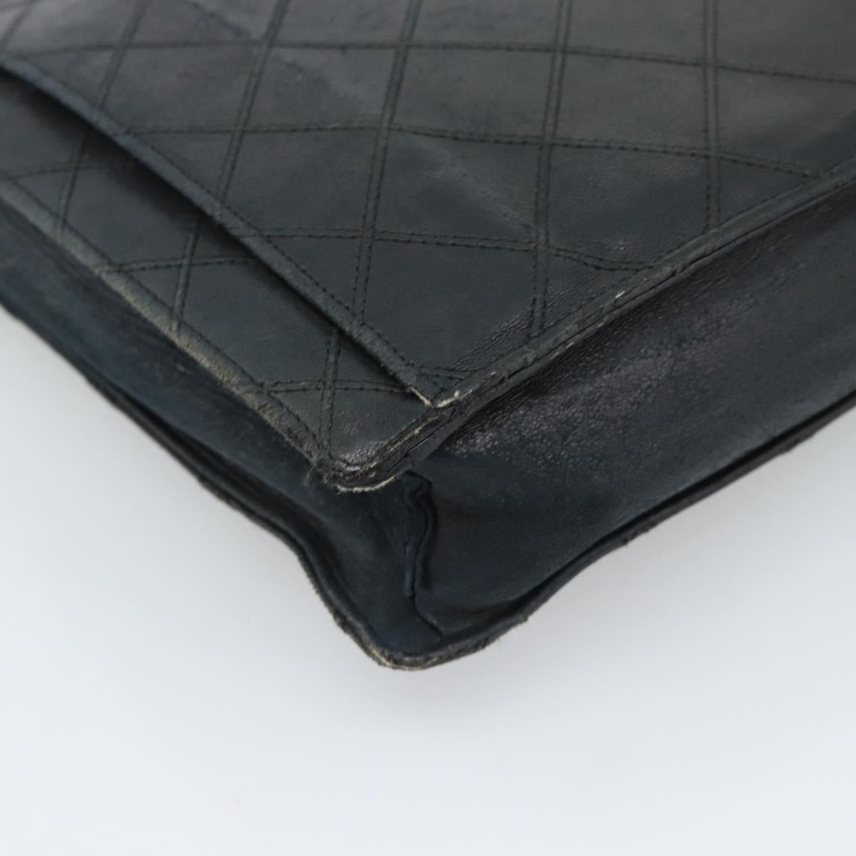 CHANEL Bicolore Clutch Bag Lamb Skin Black Gold CC Auth 193959