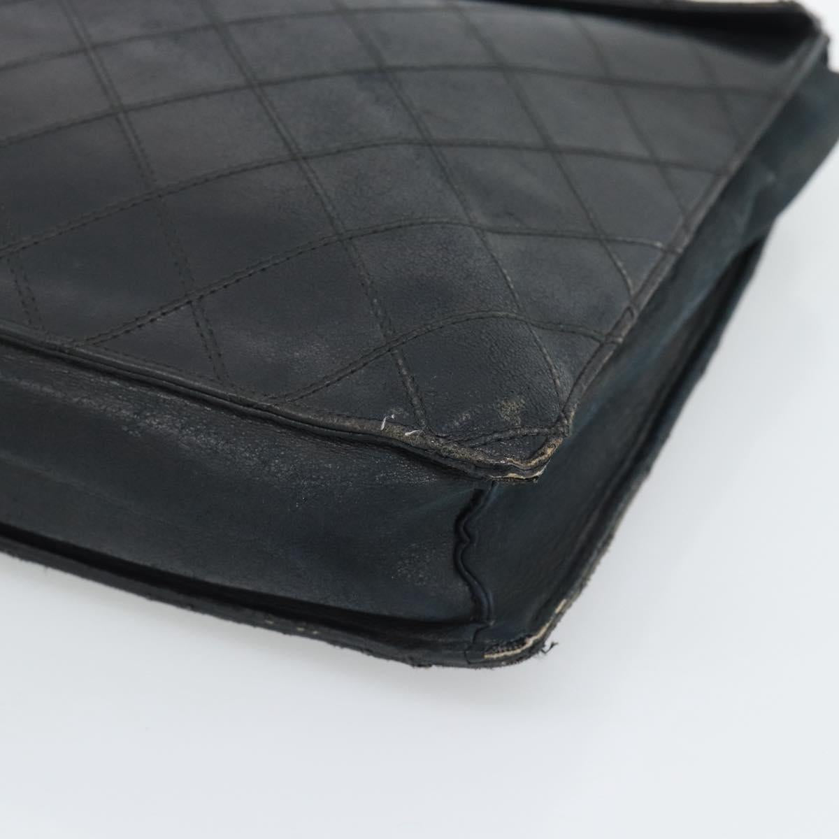 CHANEL Bicolore Clutch Bag Lamb Skin Black Gold CC Auth 193959