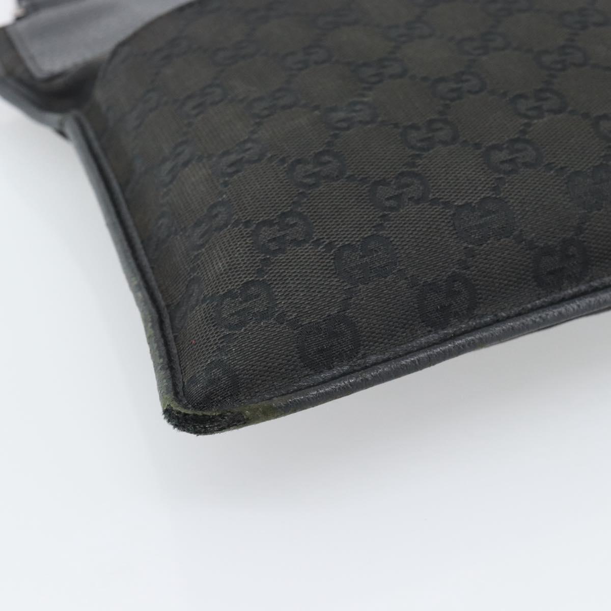 GUCCI GG Canvas Shoulder Bag Black Silver 27639 Auth 193967