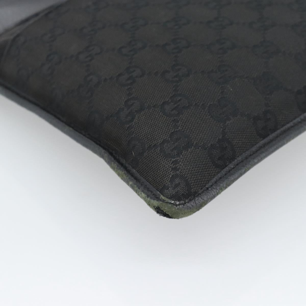 GUCCI GG Canvas Shoulder Bag Black Silver 27639 Auth 193967