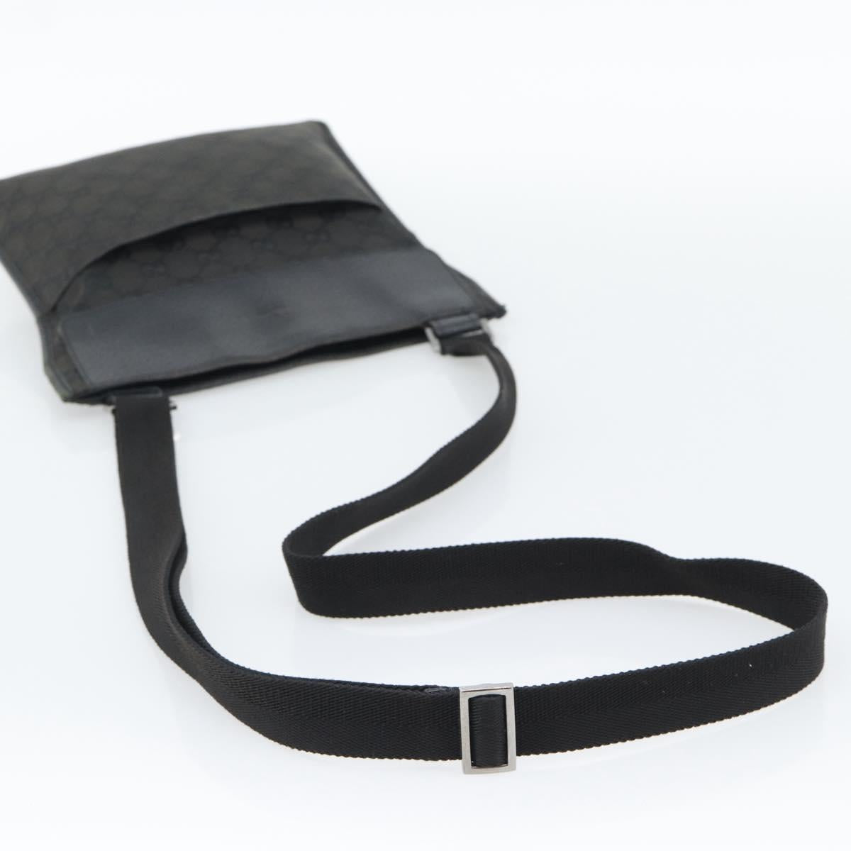 GUCCI GG Canvas Shoulder Bag Black Silver 27639 Auth 193967