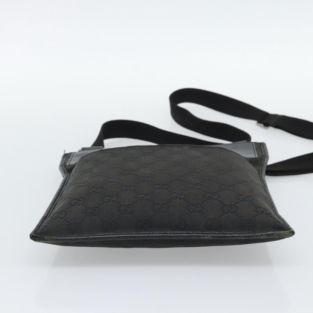 GUCCI GG Canvas Shoulder Bag Black Silver 27639 Auth 193967