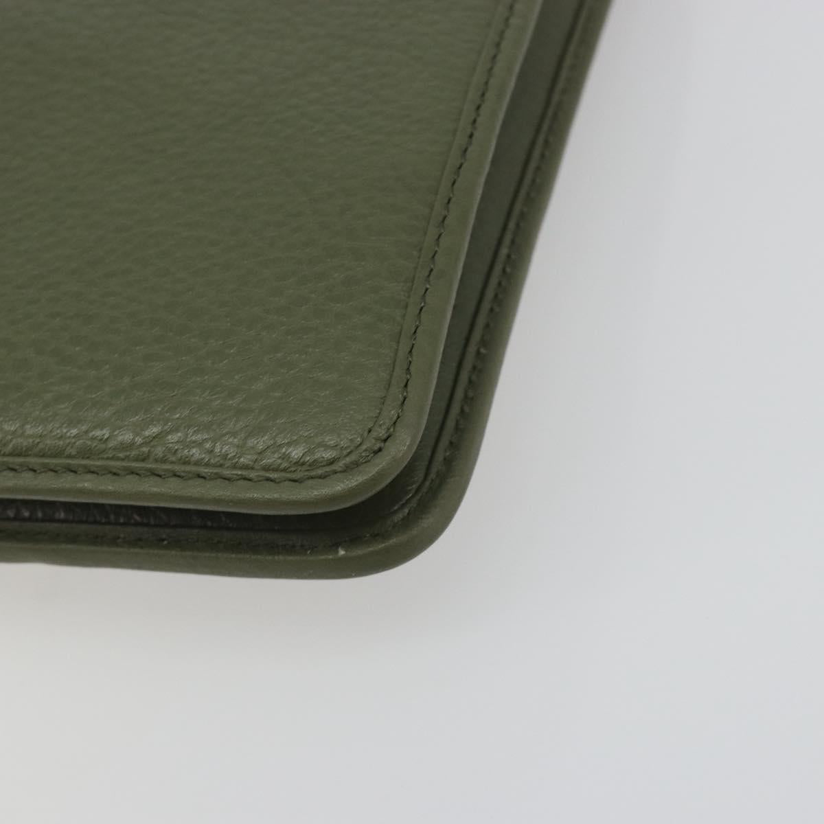 Christian Dior Chain Shoulder Bag Leather Green Gold Auth 193969