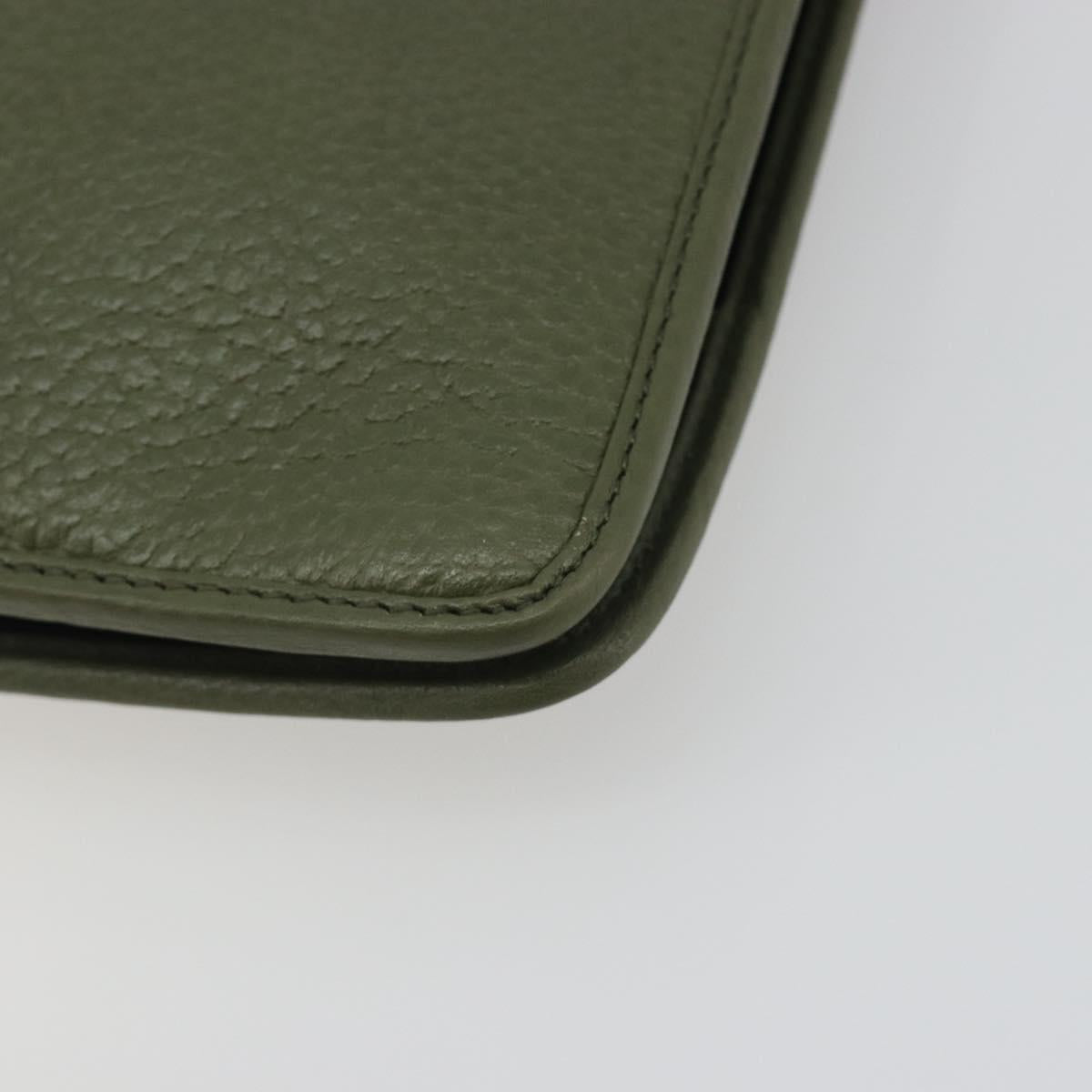Christian Dior Chain Shoulder Bag Leather Green Gold Auth 193969
