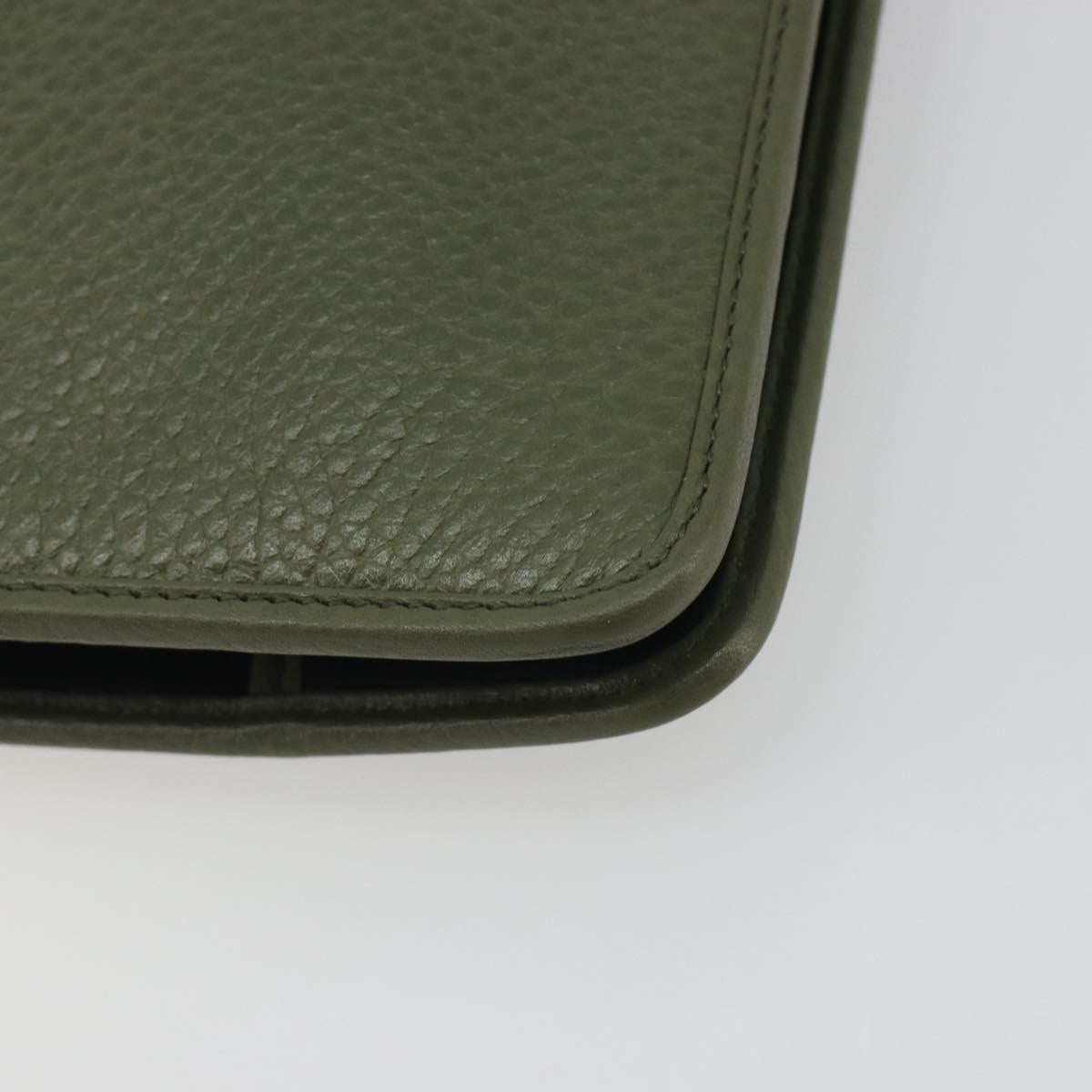 Christian Dior Chain Shoulder Bag Leather Green Gold Auth 193969