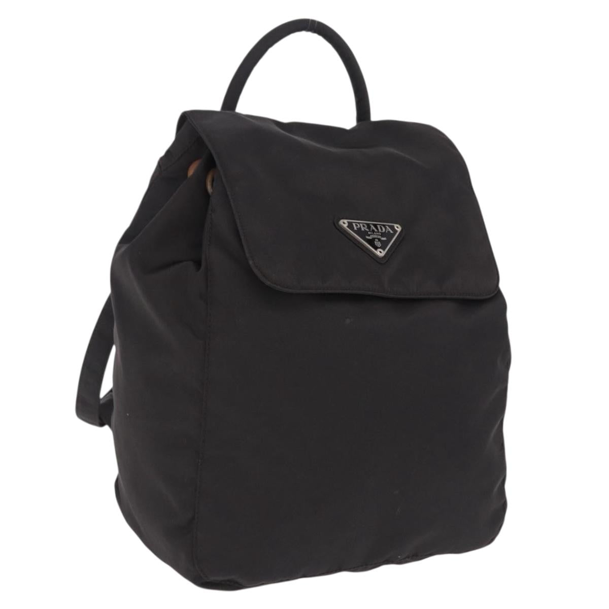PRADA Backpack Nylon Black Silver Auth 193971