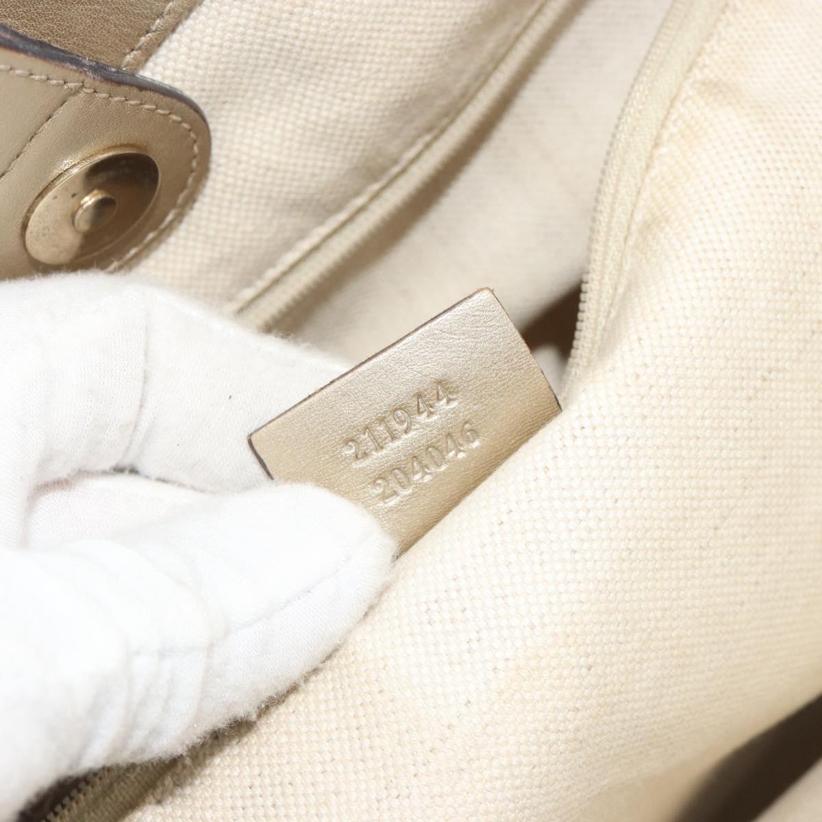 GUCCI GG Canvas Sukey Tote Bag Beige Gold 211944 Auth 193972A