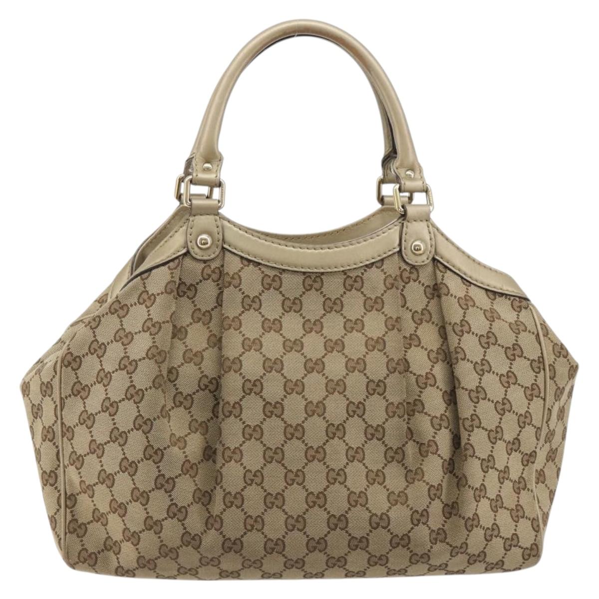 GUCCI GG Canvas Sukey Tote Bag Beige Gold 211944 Auth 193972A