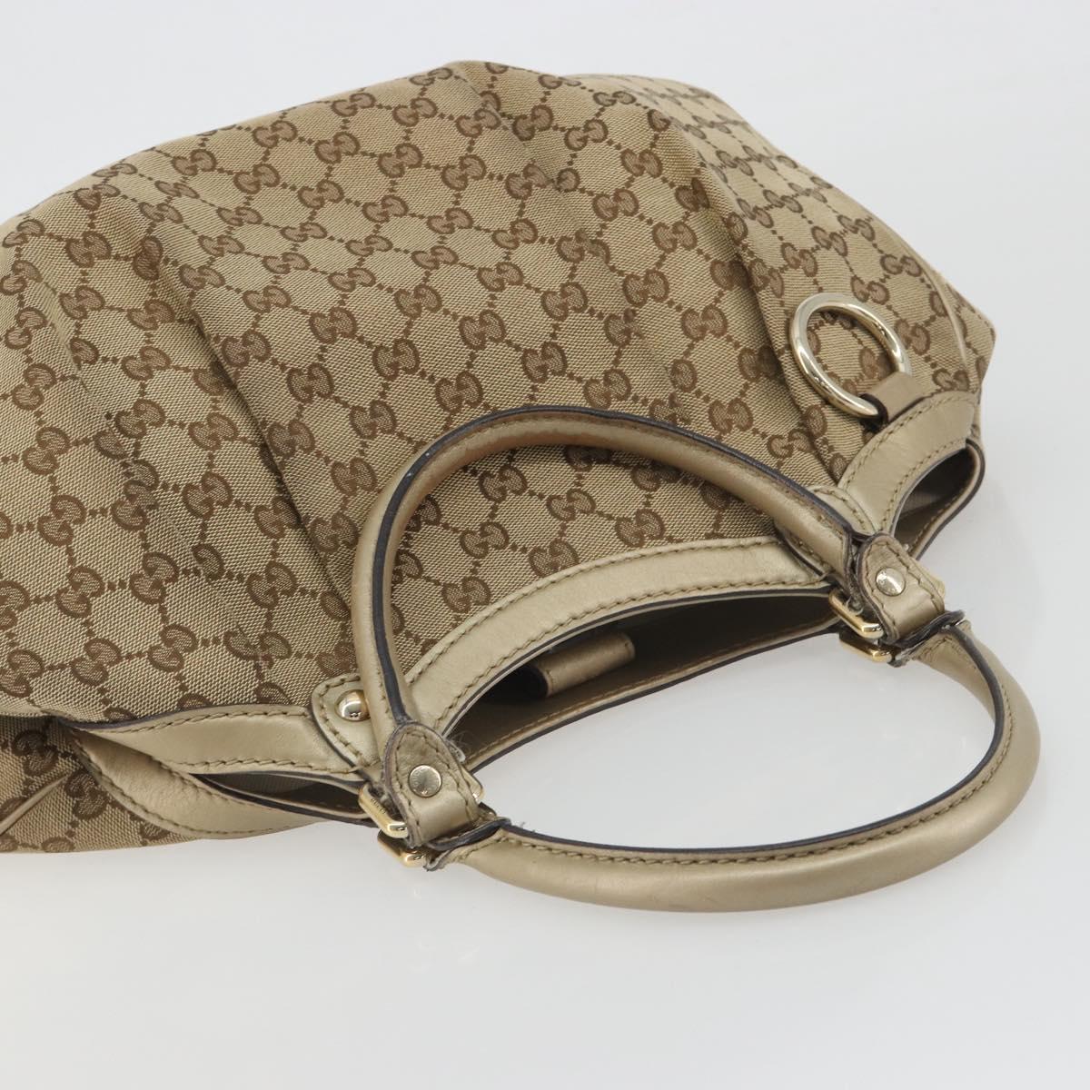 GUCCI GG Canvas Sukey Tote Bag Beige Gold 211944 Auth 193972A