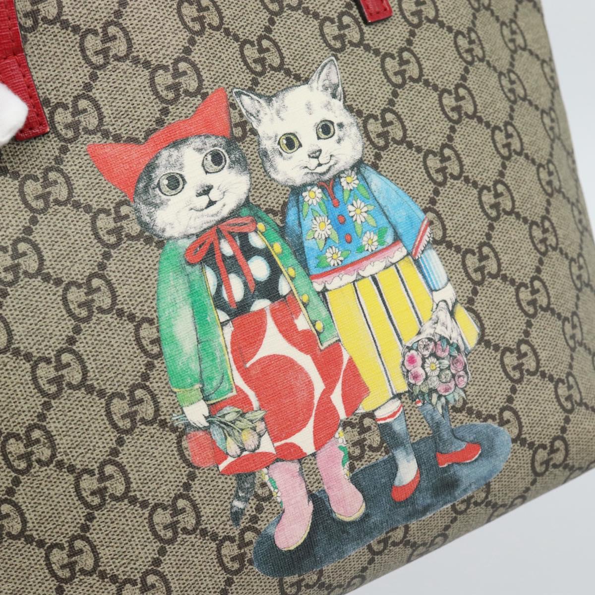 GUCCI GG Supreme Children's Hand Bag PVC Beige Silver 410812 Auth 193974