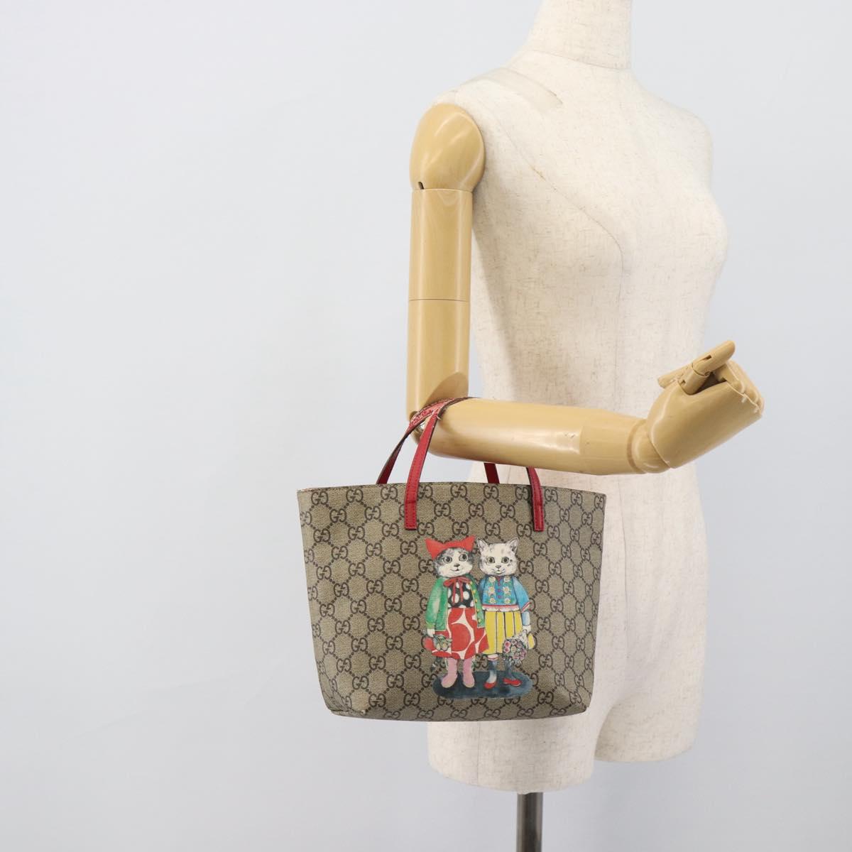 GUCCI GG Supreme Children's Hand Bag PVC Beige Silver 410812 Auth 193974