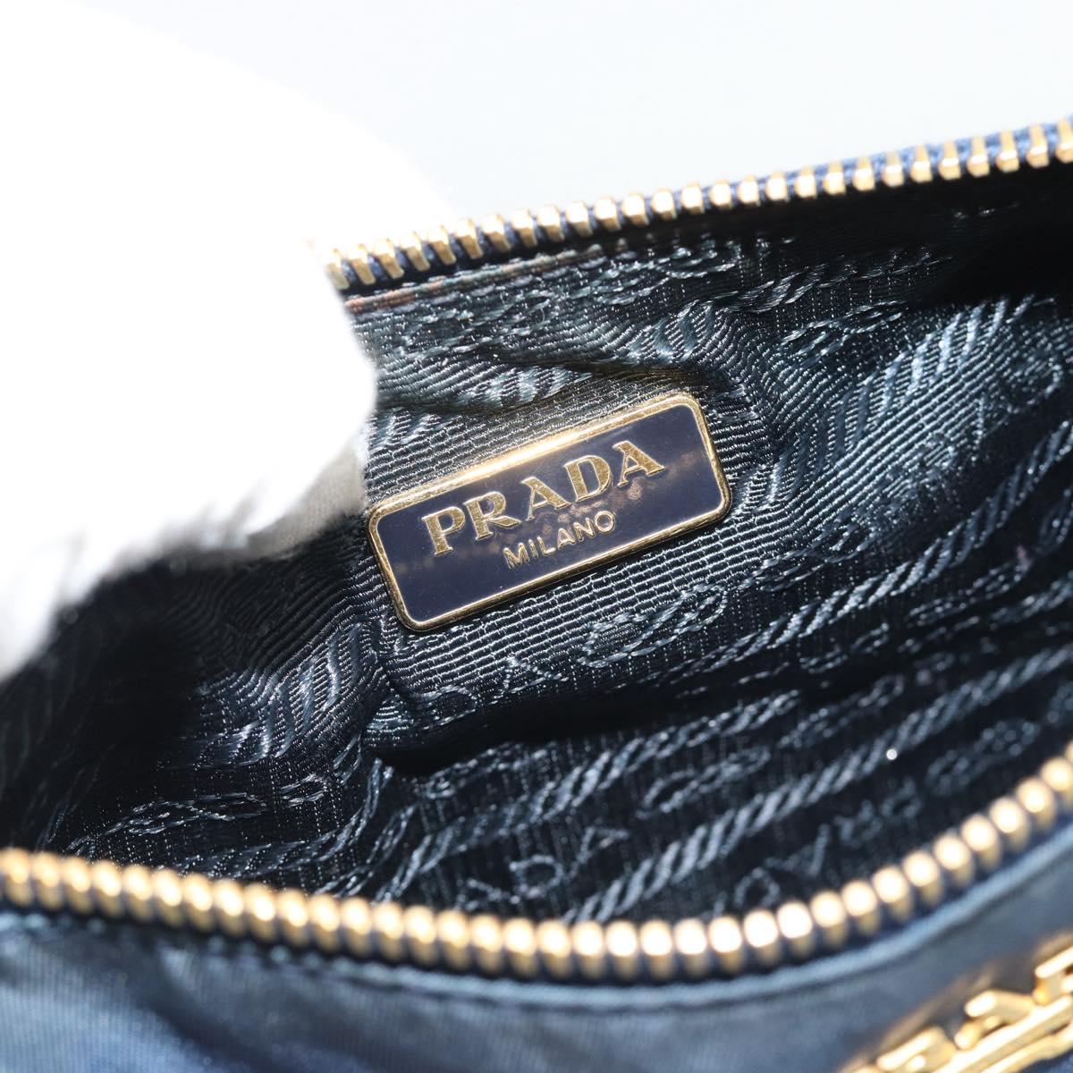 PRADA Hand Bag Vinyl 2way Blue Gold Auth 193975