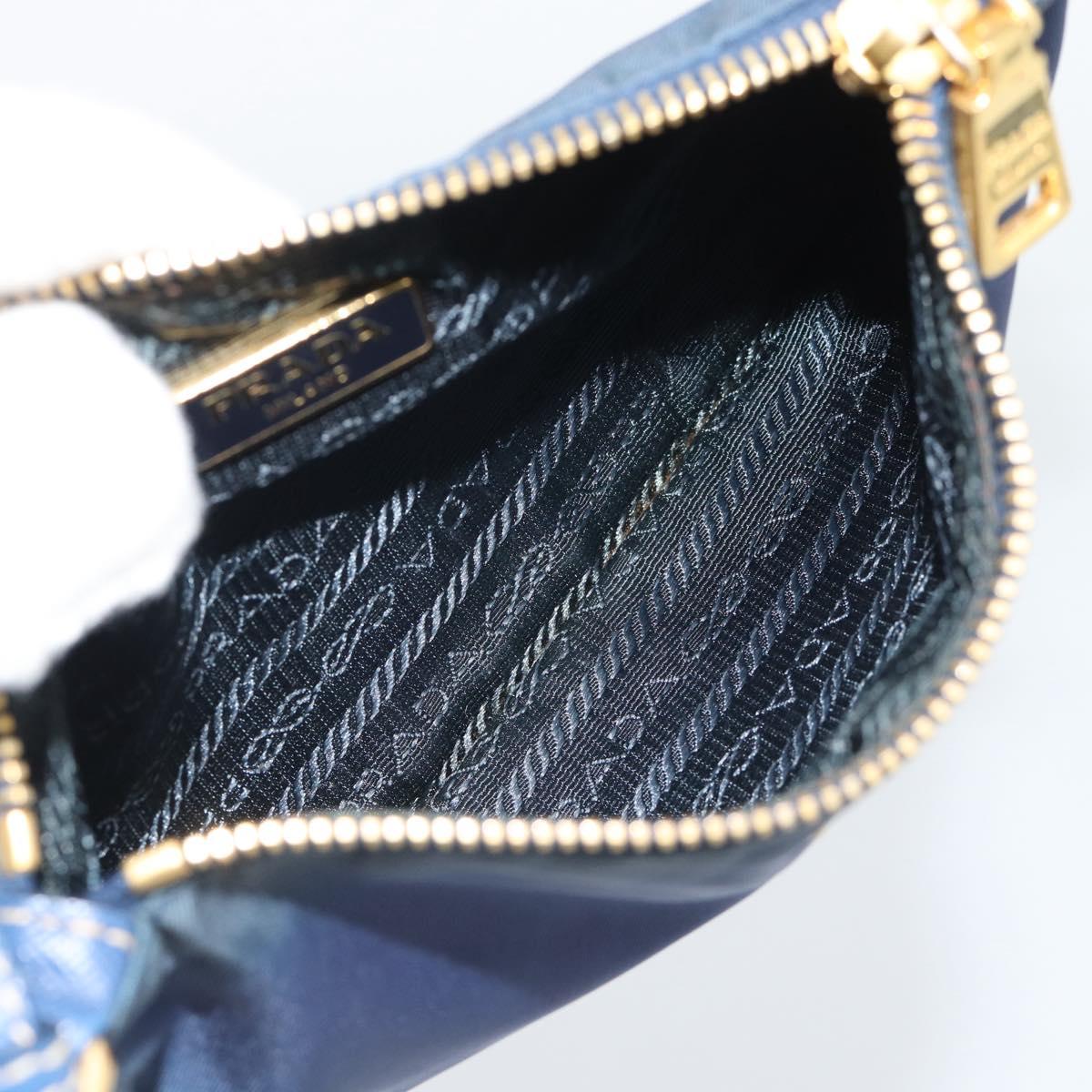 PRADA Hand Bag Vinyl 2way Blue Gold Auth 193975