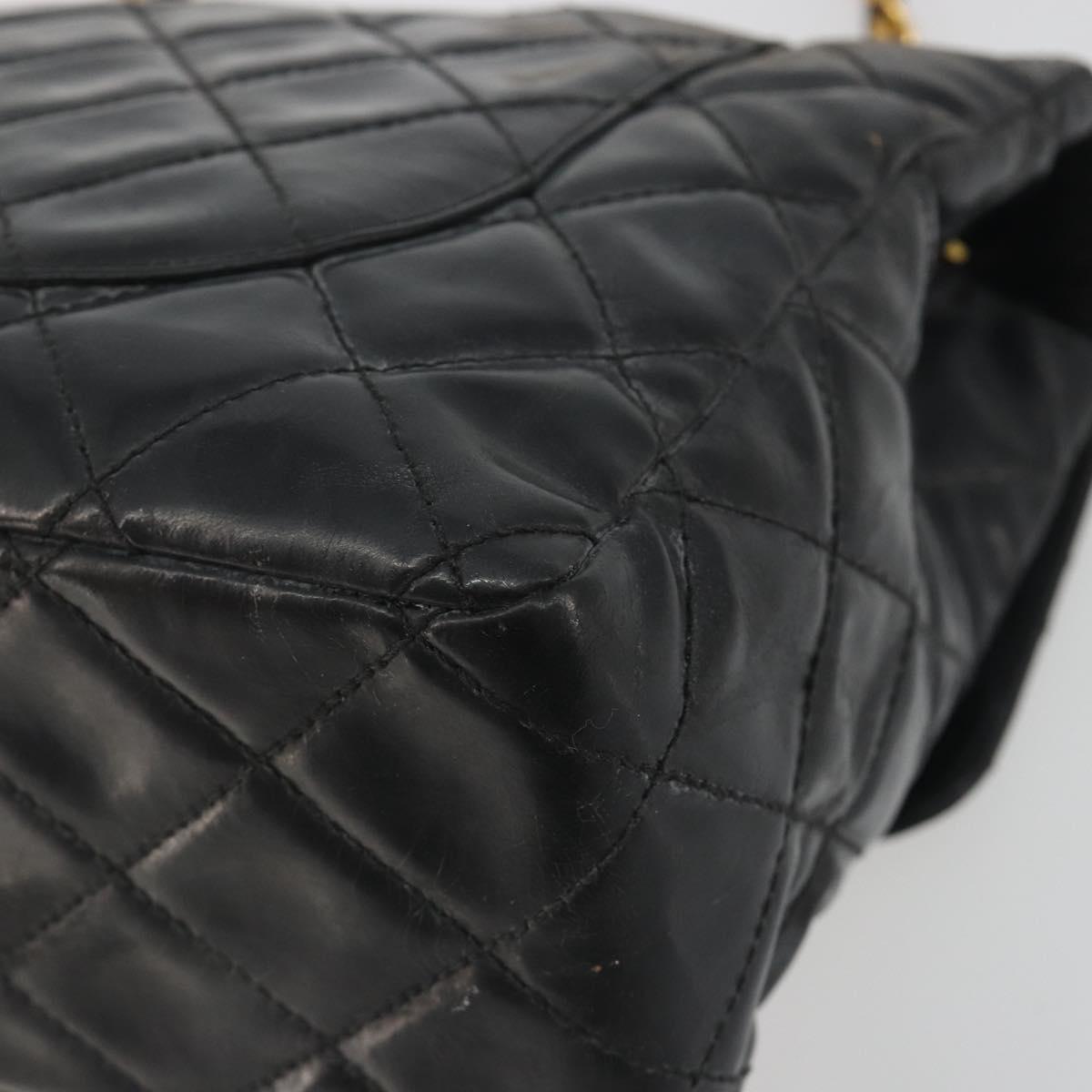 CHANEL Matelasse Chain Shoulder Bag Patent Leather Black Gold CC Auth 193976