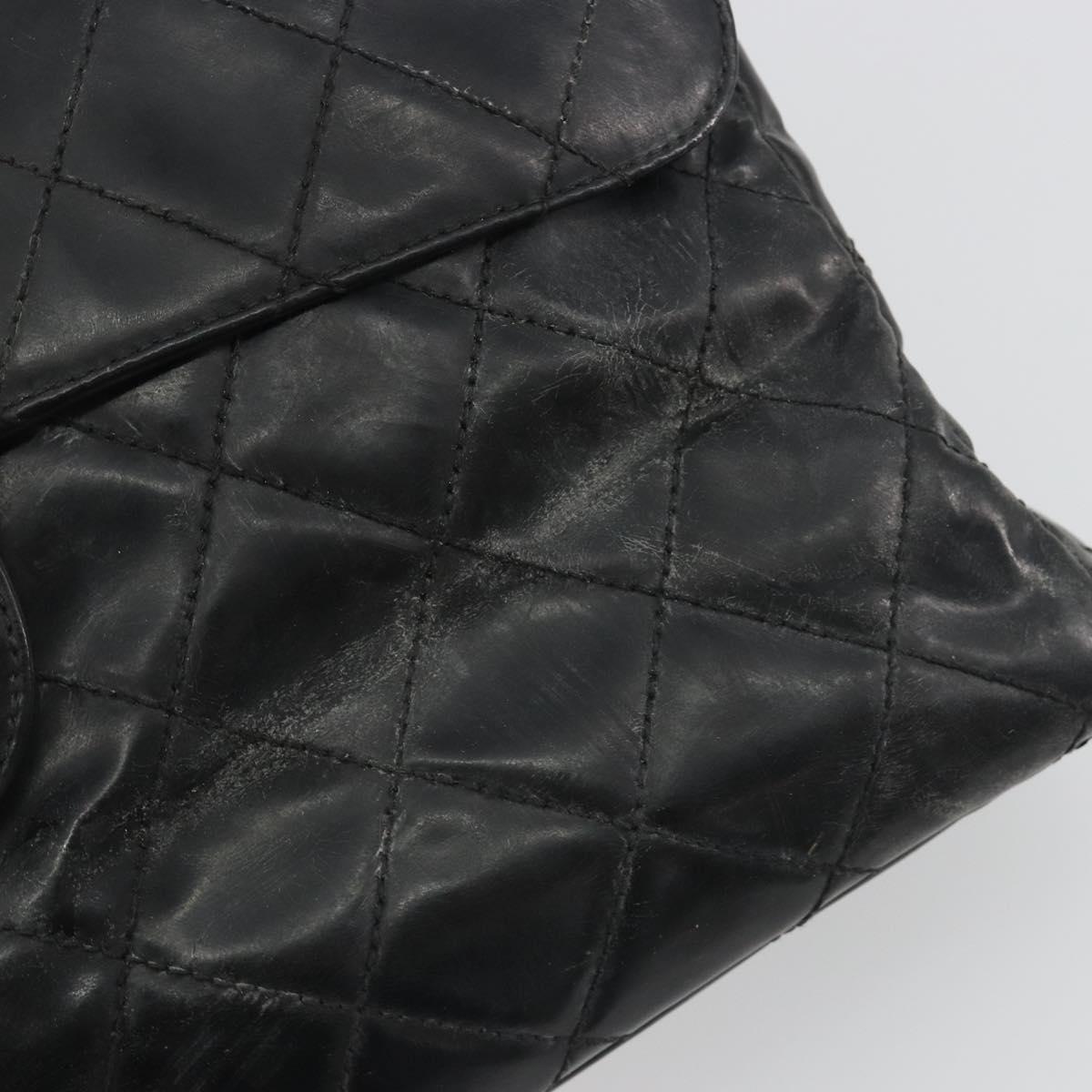 CHANEL Matelasse Chain Shoulder Bag Patent Leather Black Gold CC Auth 193976