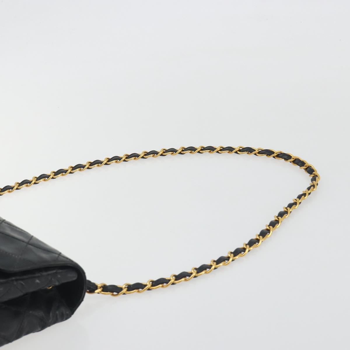 CHANEL Matelasse Chain Shoulder Bag Patent Leather Black Gold CC Auth 193976