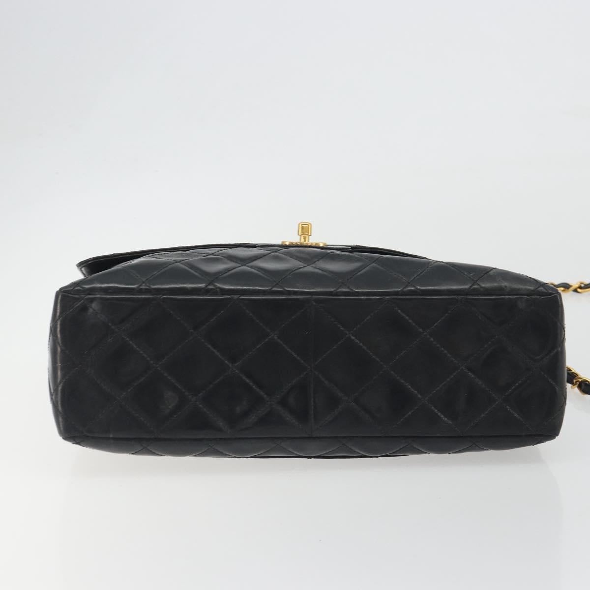 CHANEL Matelasse Chain Shoulder Bag Patent Leather Black Gold CC Auth 193976
