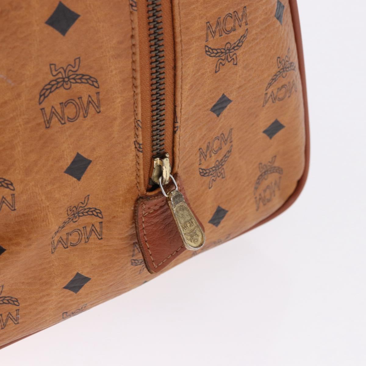 MCM Vicetos Logogram Hand Bag PVC Leather 2way Brown Gold Auth 193981