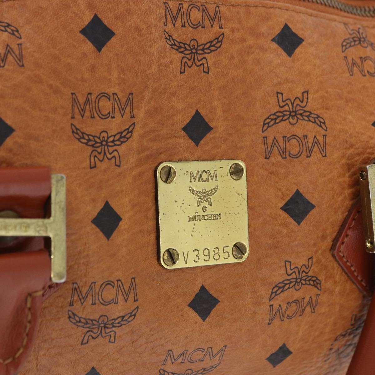 MCM Vicetos Logogram Hand Bag PVC Leather 2way Brown Gold Auth 193981