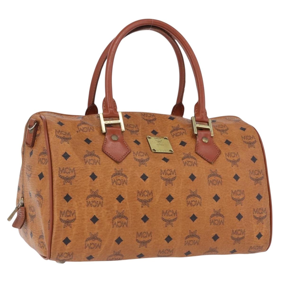MCM Vicetos Logogram Hand Bag PVC Leather 2way Brown Gold Auth 193981
