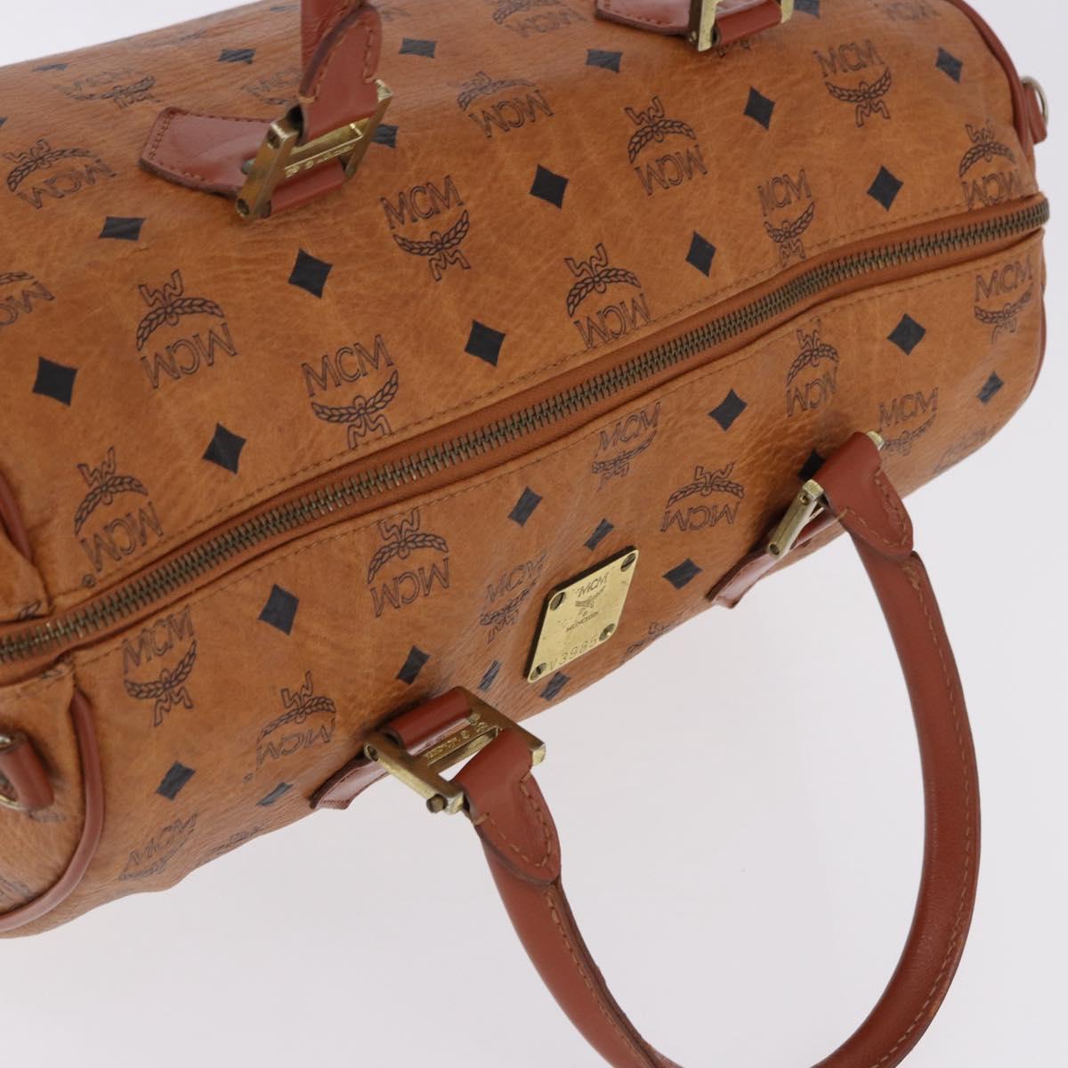 MCM Vicetos Logogram Hand Bag PVC Leather 2way Brown Gold Auth 193981