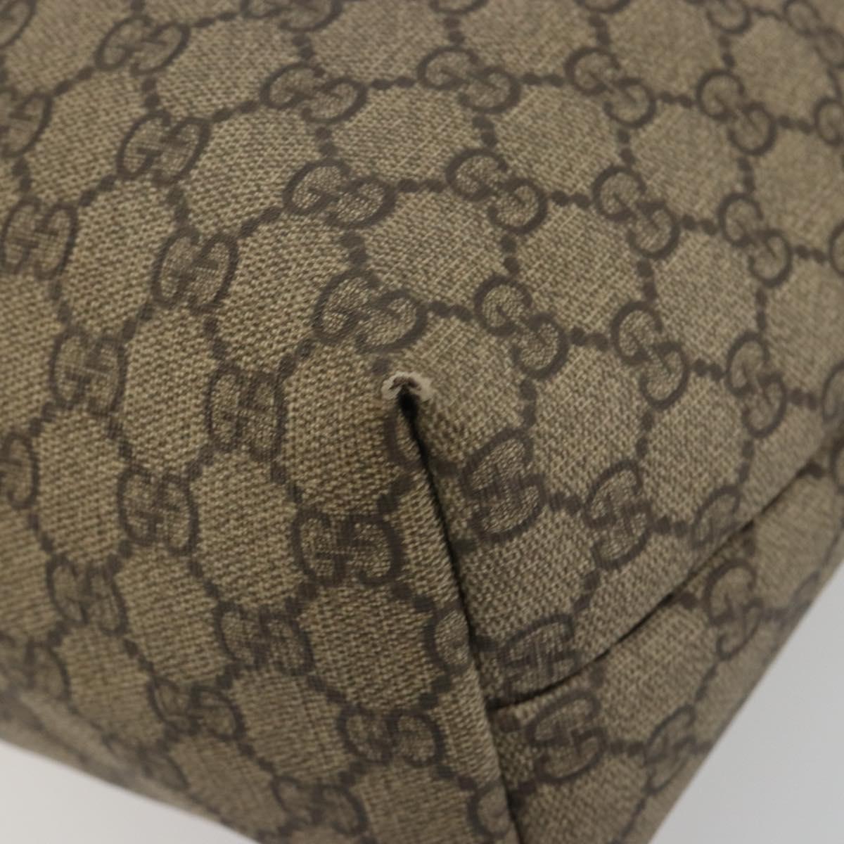 GUCCI GG Supreme Web Sherry Line Tote Bag PVC Beige Gold 211134 Auth 193984